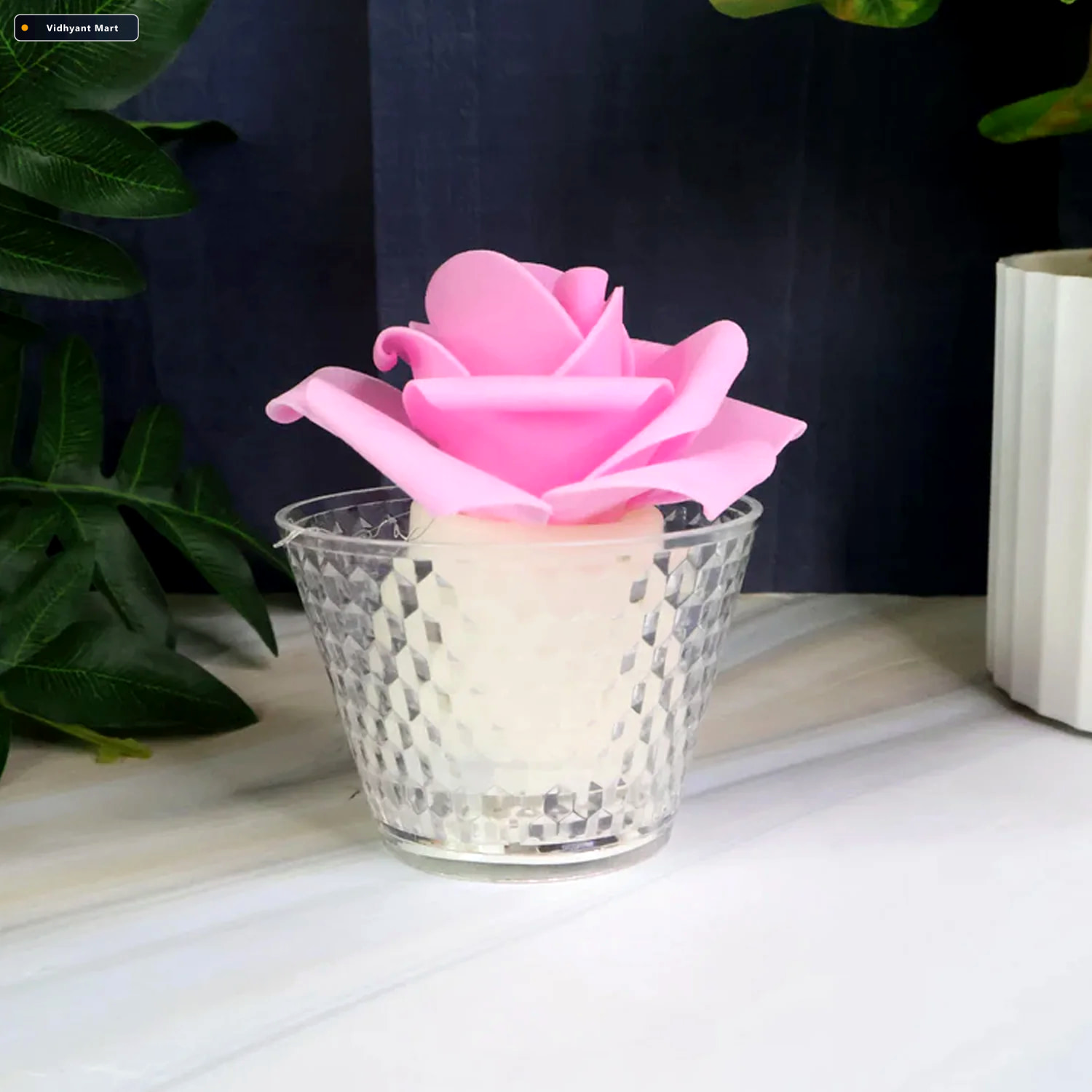 Vidhyant Mart Led Rose Flower Flameless Tealight Candle Set Eleg 3