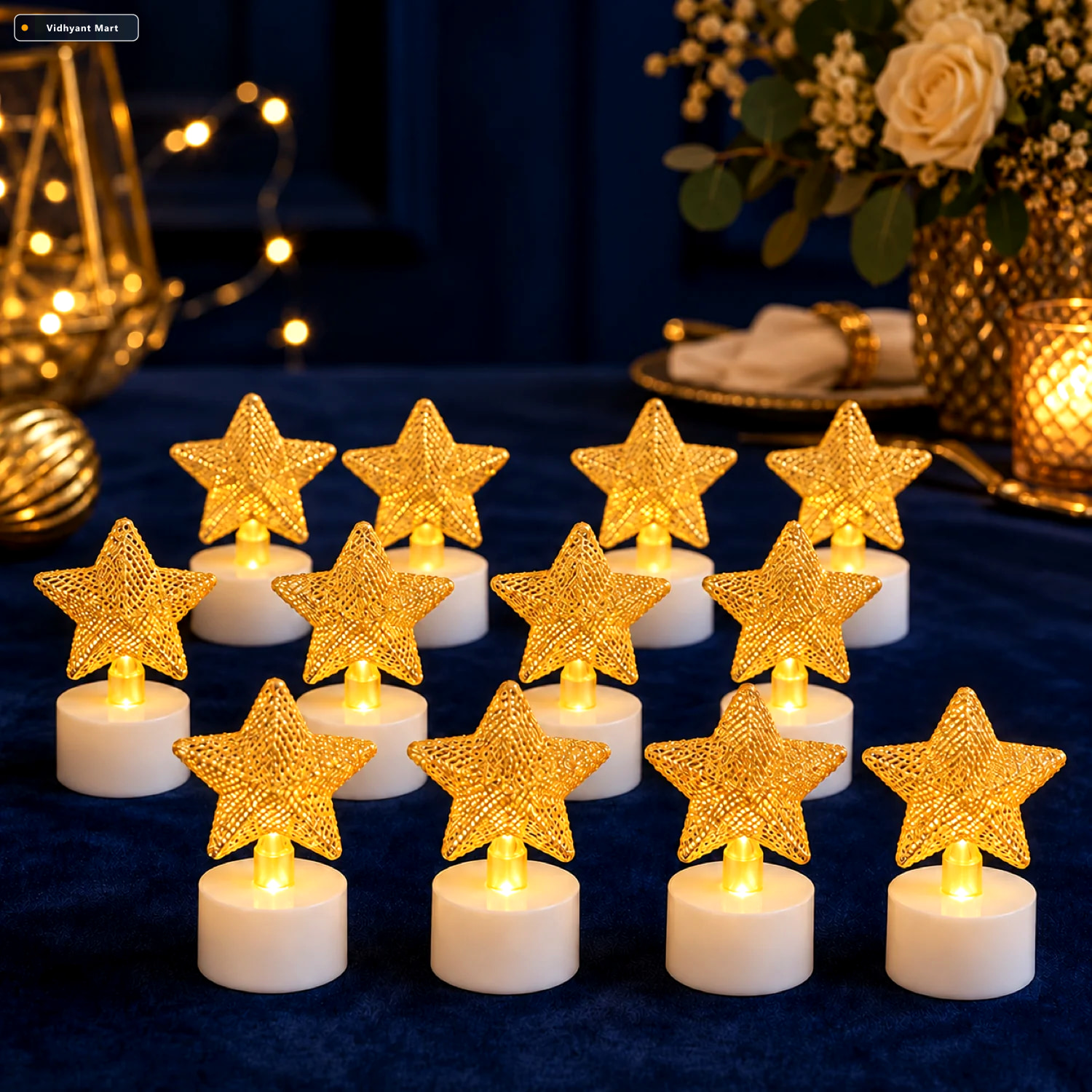 Vidhyant Mart Led Star Candles Set Of 12 Flameless Decorative Te 1