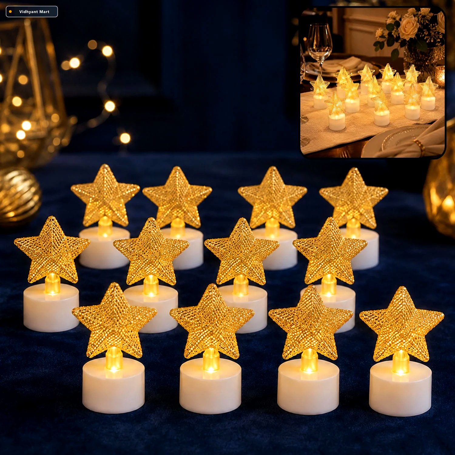 Vidhyant Mart Led Star Candles Set Of 12 Flameless Decorative Te 2