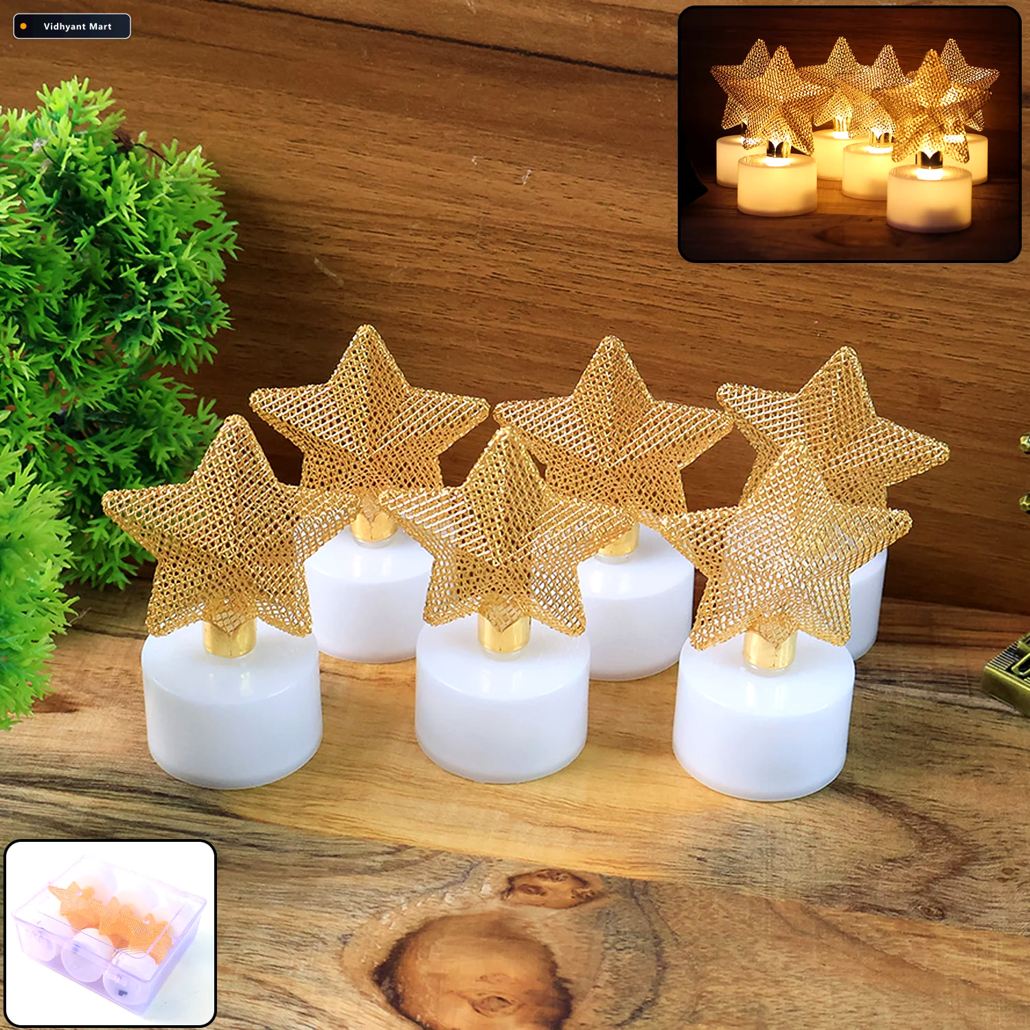 Vidhyant Mart Led Star Candles Set Of 6 Flameless Decorative Tea 1