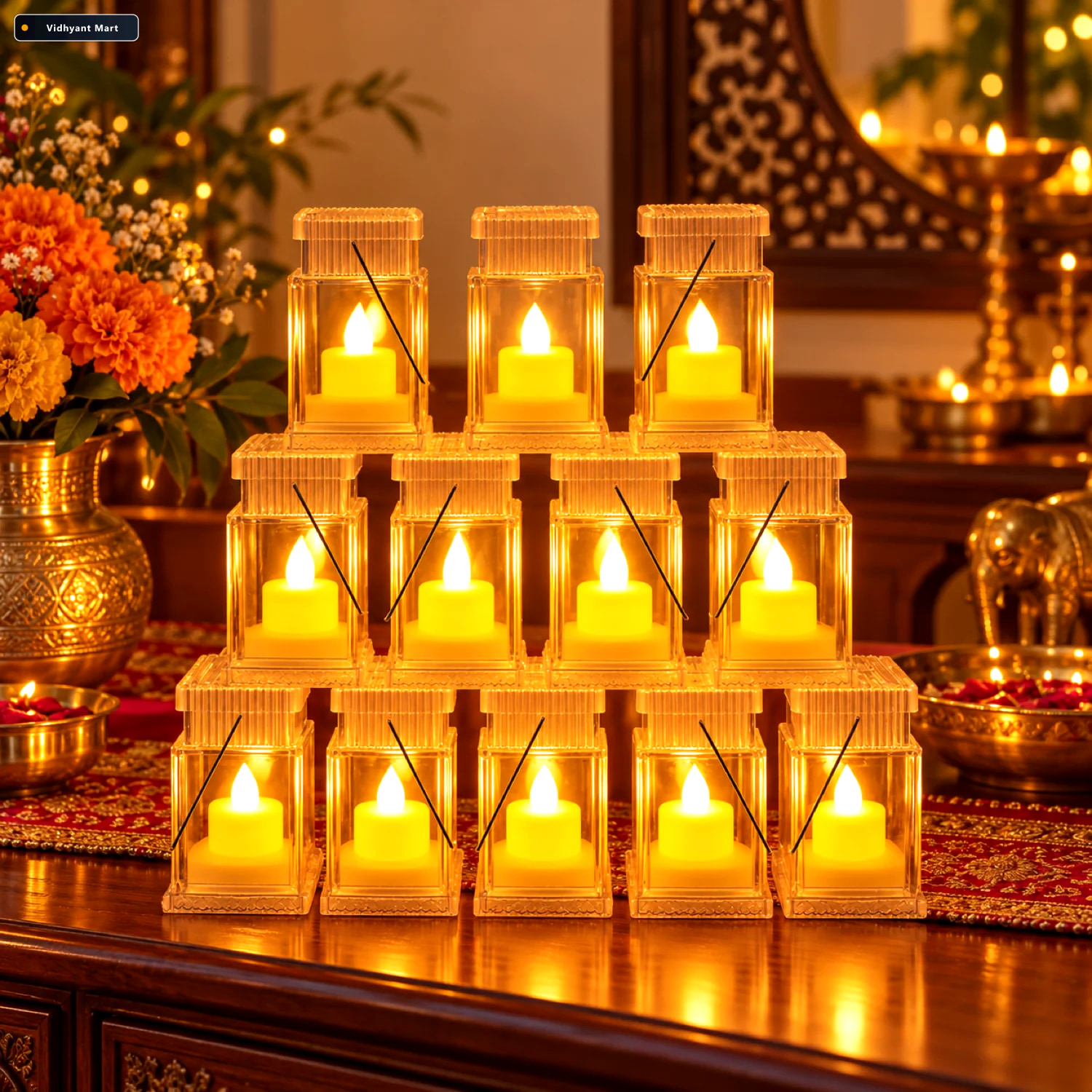 Vidhyant Mart Led Storm Lantern Decorative Lights Set Of 12 Batt 1