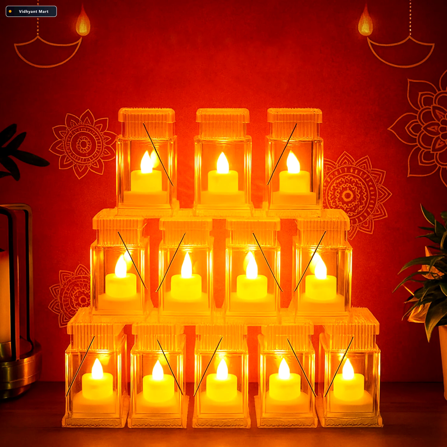 Vidhyant Mart Led Storm Lantern Decorative Lights Set Of 12 Batt 2