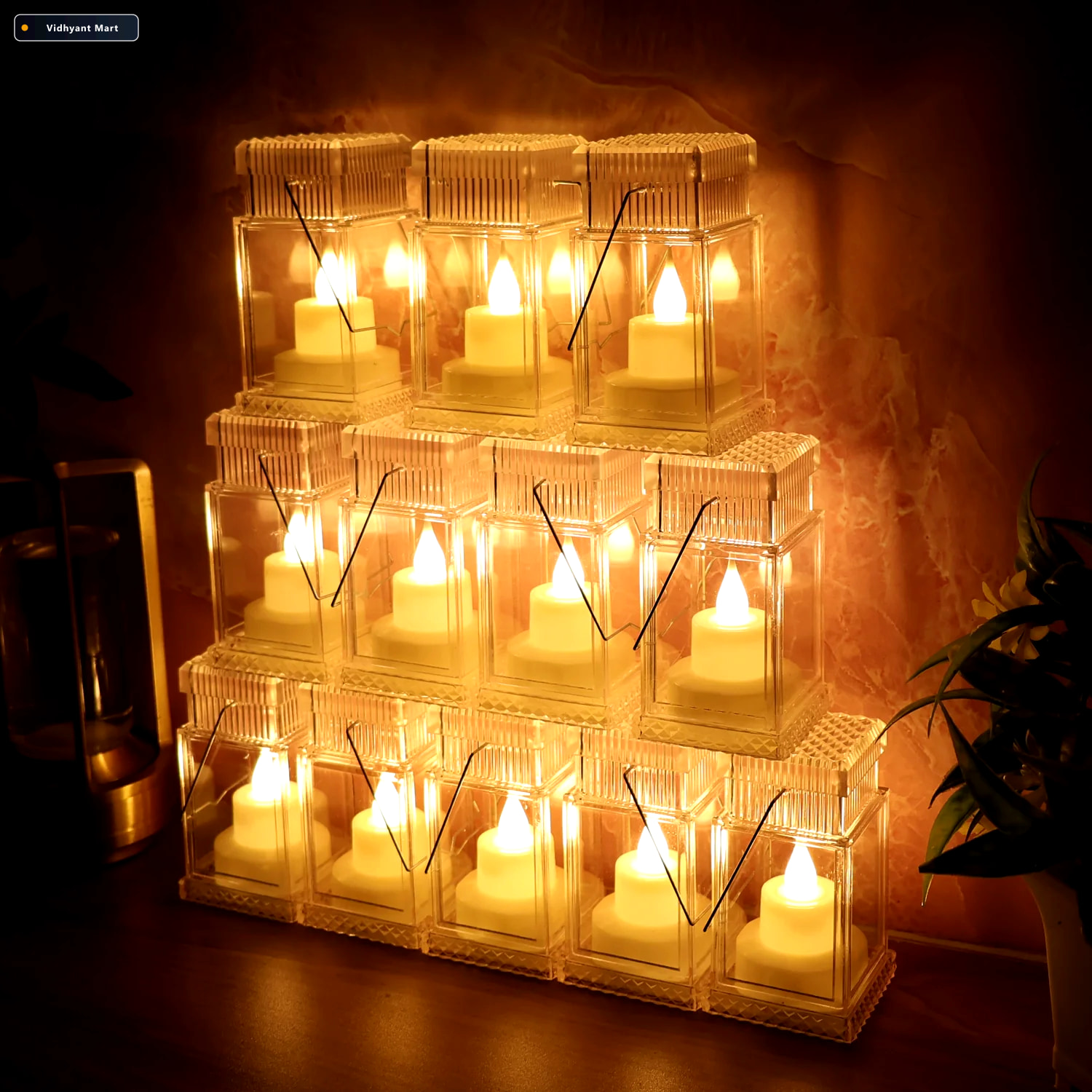 Vidhyant Mart Led Storm Lantern Decorative Lights Set Of 12 Batt 3