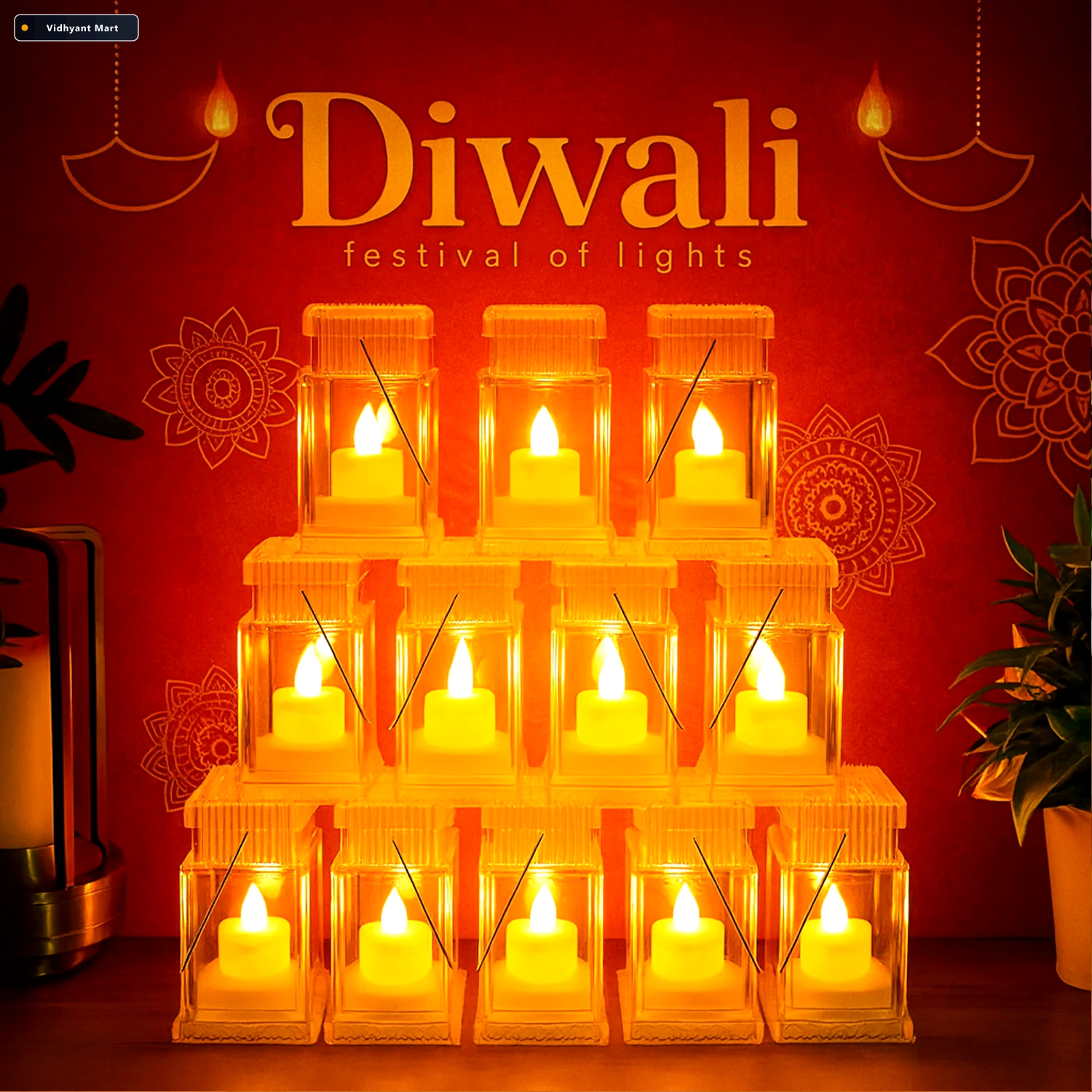 Vidhyant Mart Led Storm Lantern Decorative Lights Set Of 12 Batt 4