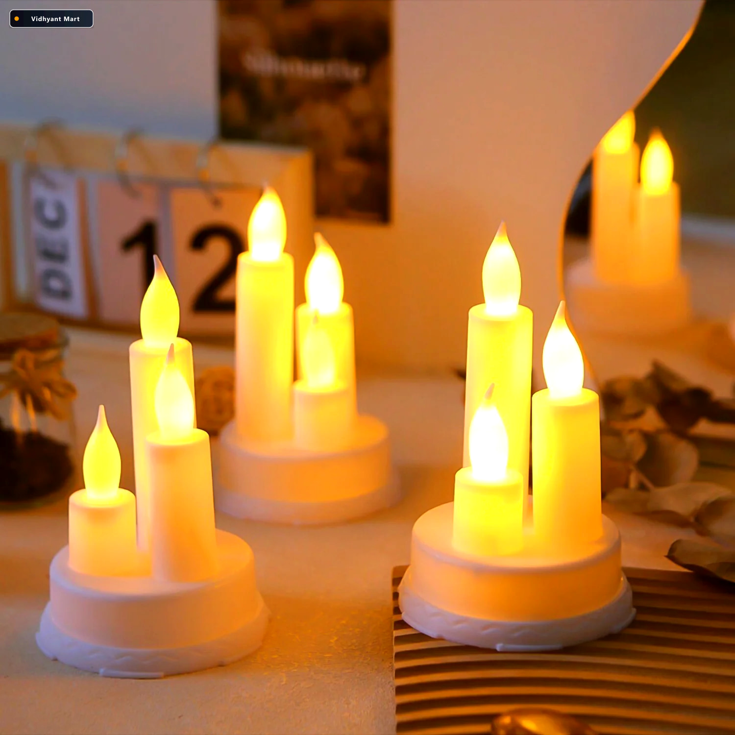 Vidhyant Mart Led Taper Candles Realistic Flickering Flame Indo 4