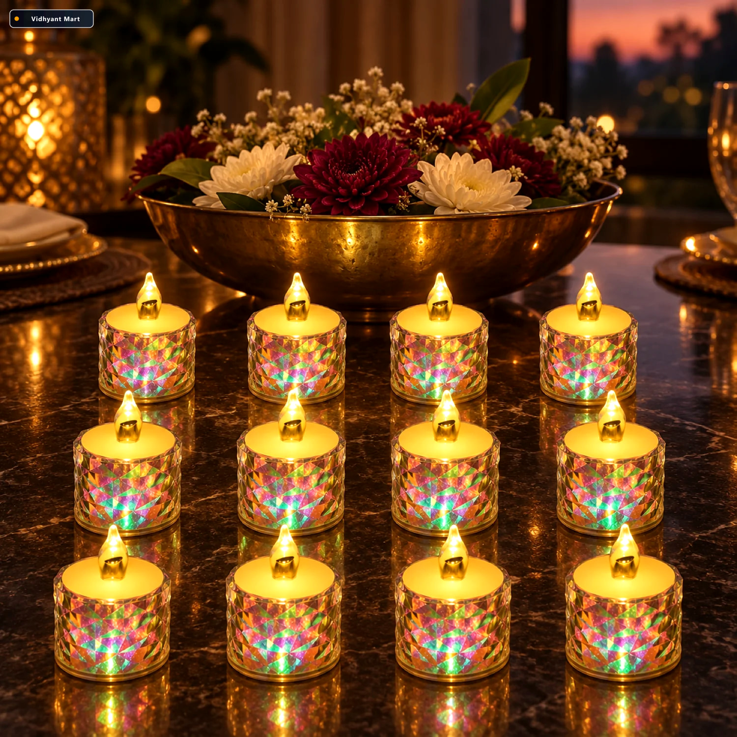 Vidhyant Mart Led Tealight Candles 12 Pack Flameless Diwali Deco 1