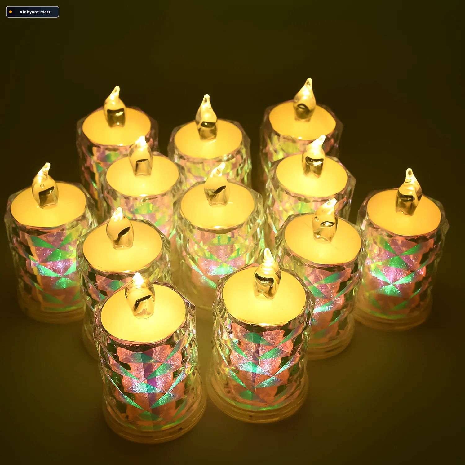 Vidhyant Mart Led Tealight Candles 12 Pack Flameless Diwali Deco 3