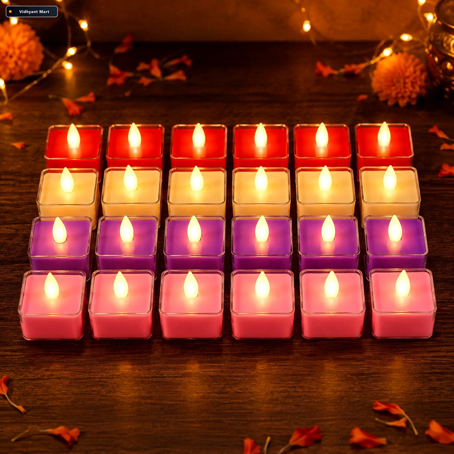 Vidhyant Mart Led Tealight Candles Set Of 24 Multi Color Flamele 2