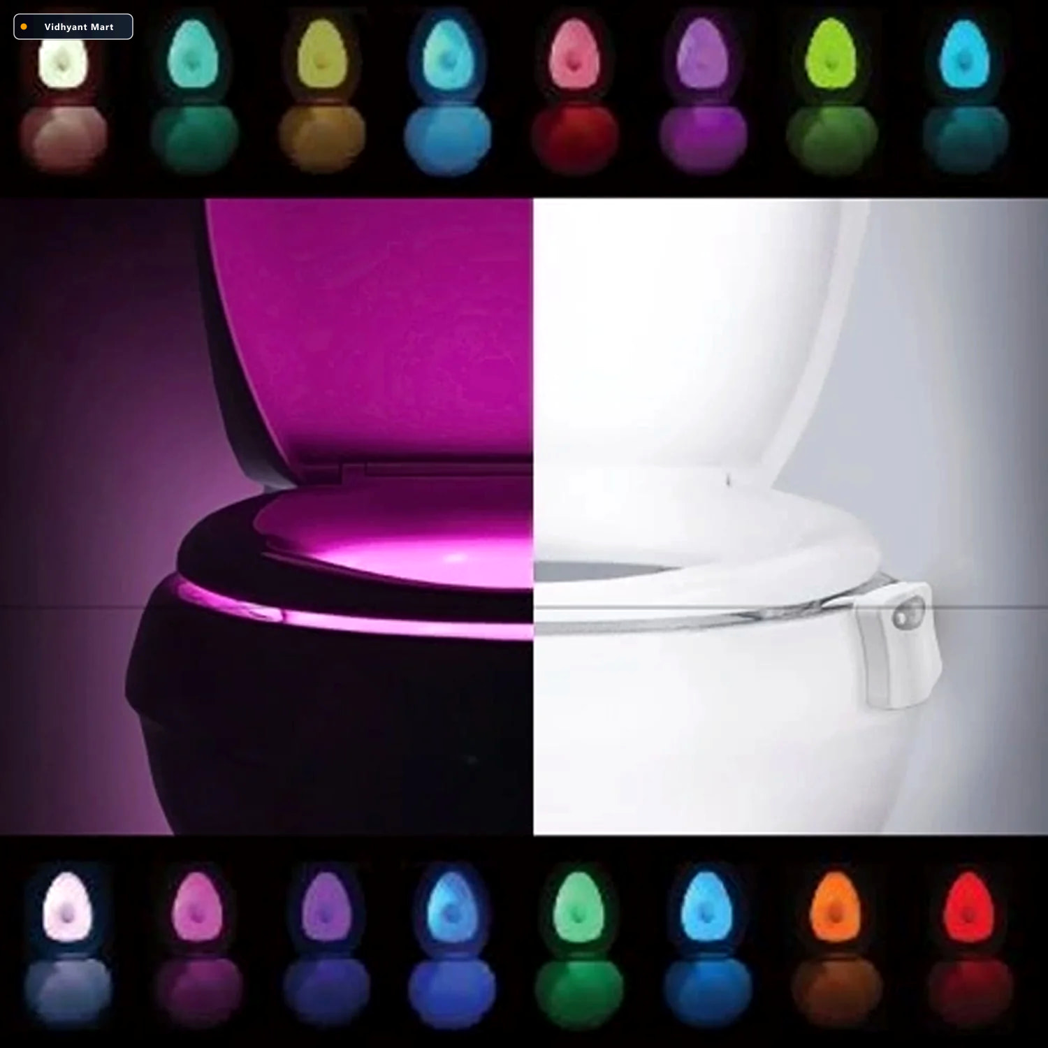 Vidhyant Mart Led Toilet Bowl Light Motion Sensor 8 Colours Indo 2