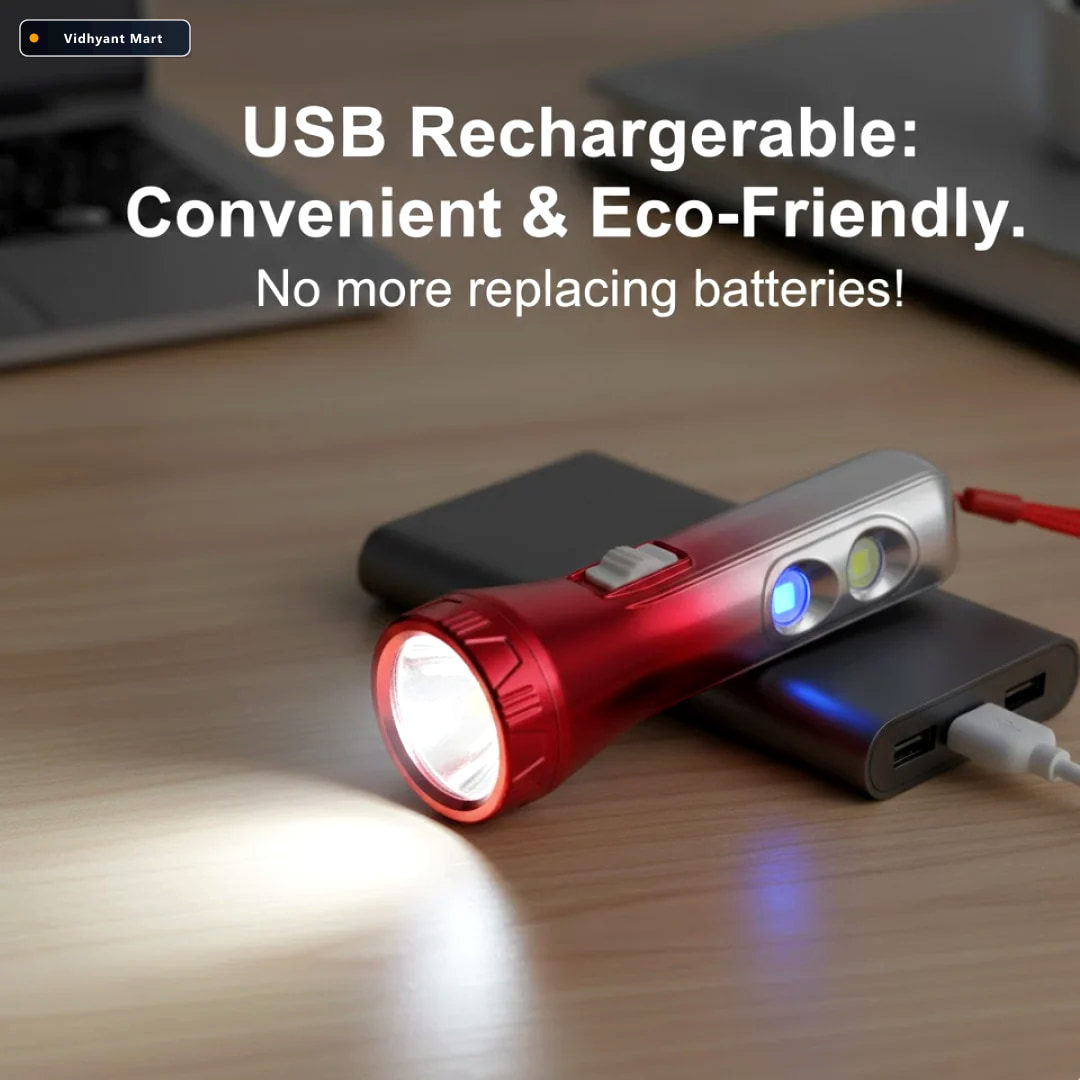 Vidhyant Mart Led Torchlight Usb Rechargeable Multi Functional D 2