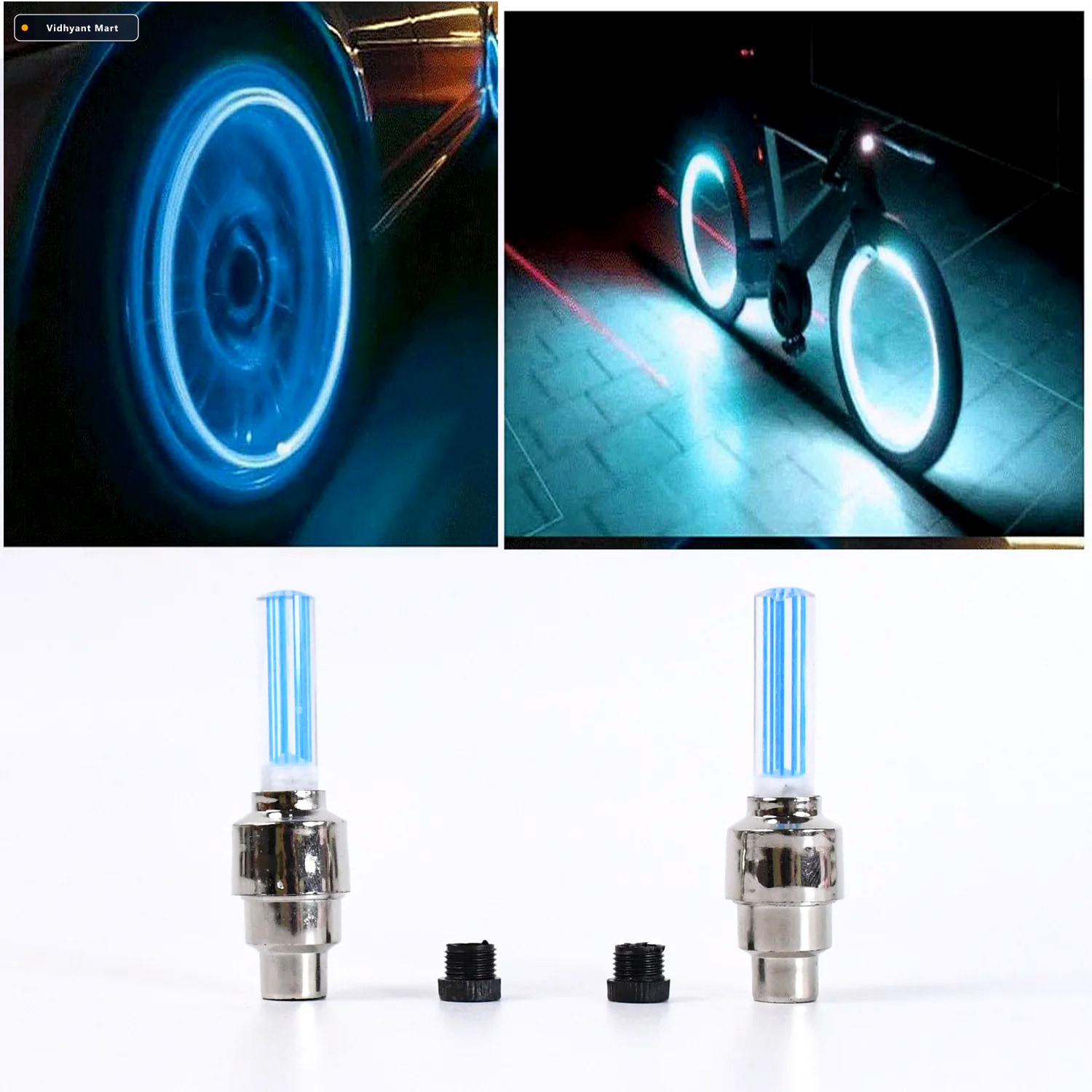 Vidhyant Mart Led Tyre Valve Caps Motion Activated Light Racevau 2