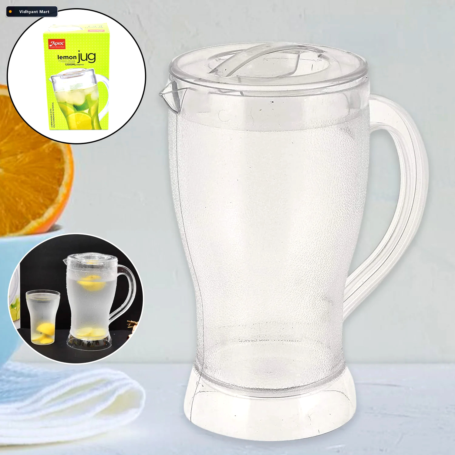 Vidhyant Mart Lemon Jug 1200ml Unbreakable Polycarbonate Pitcher 1