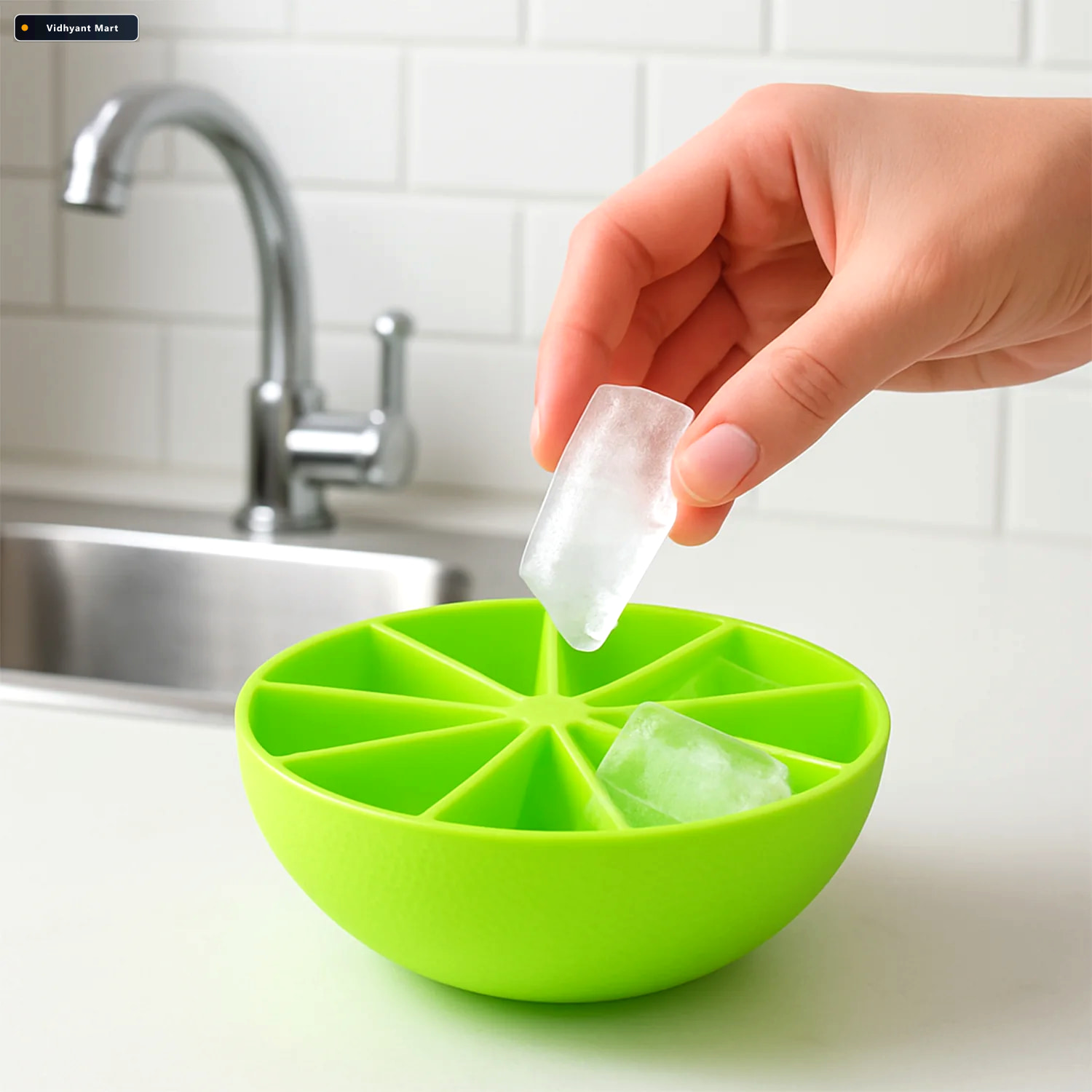 Vidhyant Mart Lemon Shape Silicone Ice Cube Tray 8 Slot Flexible 3