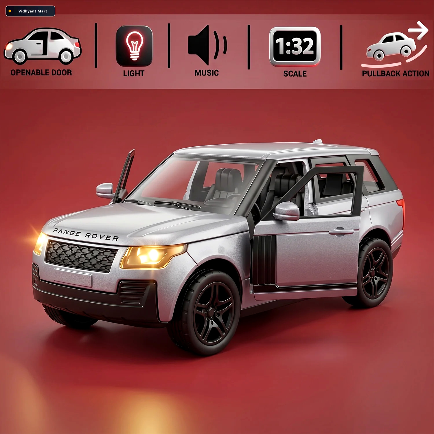 Vidhyant Mart Light And Sound Metal Pull Back Car Toy Die Cast S 4