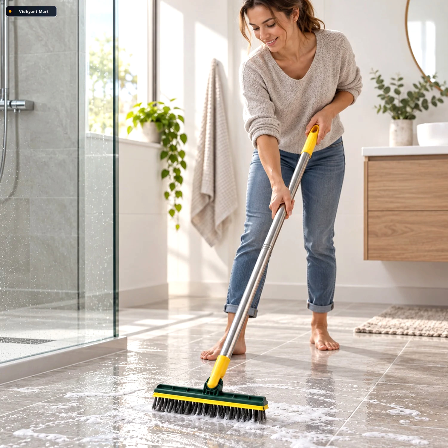 Vidhyant Mart Lightweight 2 In 1 Floor Scrub Brush With Wiper Fo 1