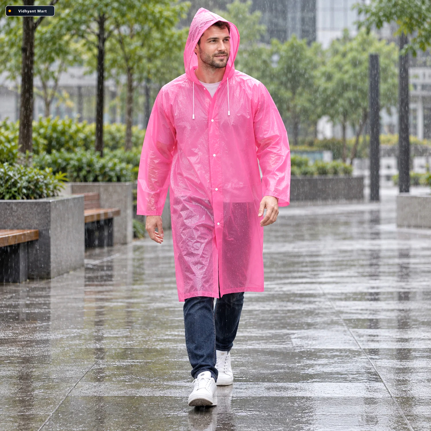 Vidhyant Mart Lightweight Eva Waterproof Rain Coat With Hood For 3