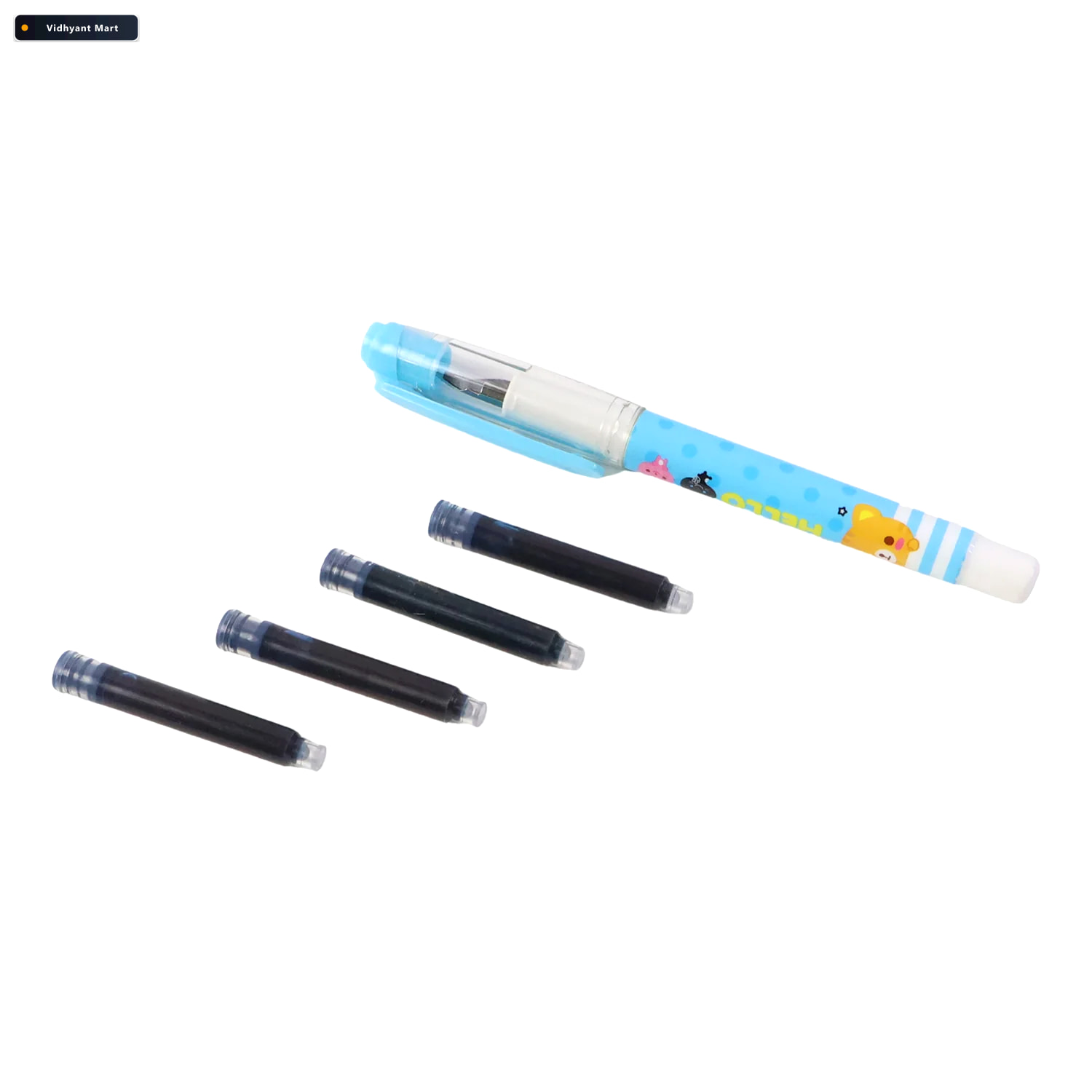 Vidhyant Mart Liquid Ink Pen Set Cute Cartoon Design With Refill 3