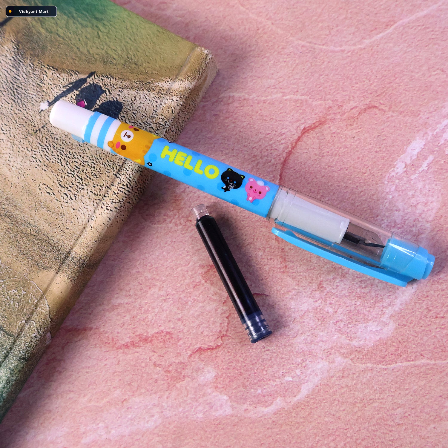 Vidhyant Mart Liquid Ink Pen Set Cute Cartoon Design With Refill 4