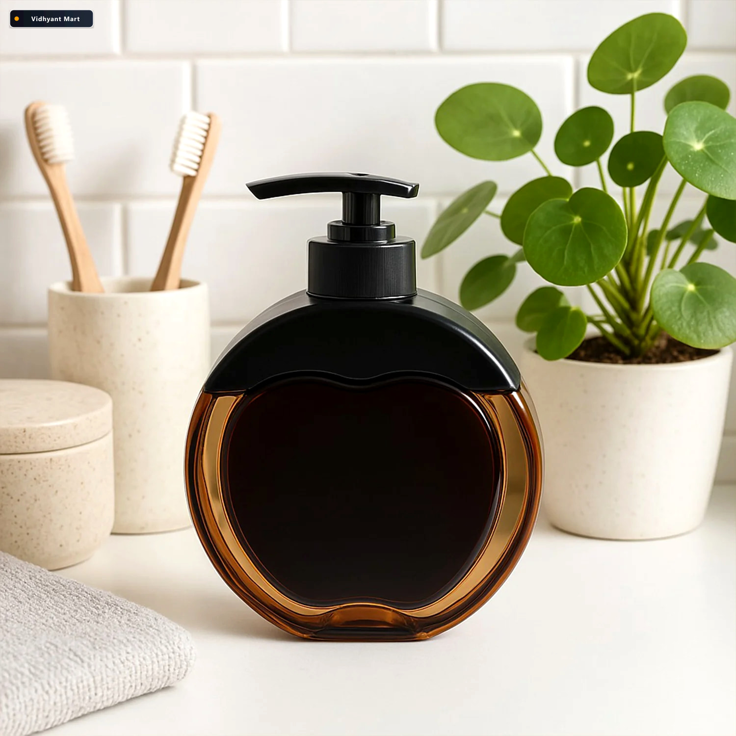 Vidhyant Mart Liquid Soap Dispenser Refillable Apple Shaped 350 1