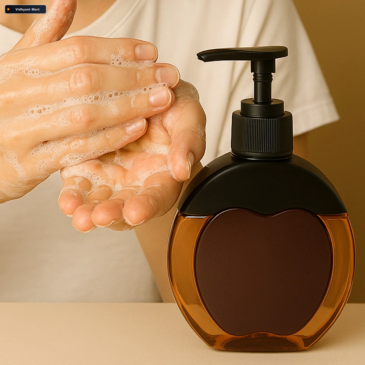 Vidhyant Mart Liquid Soap Dispenser Refillable Apple Shaped 350 3