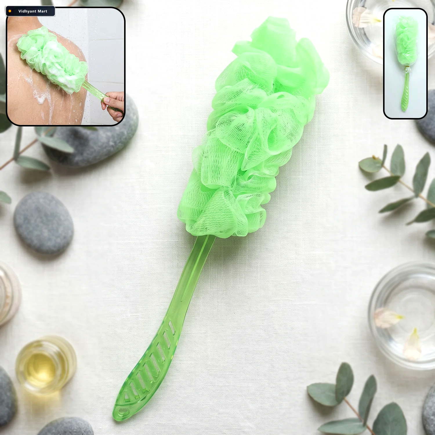 Vidhyant Mart Long Handle Bath Loofah 45cm Reach Back Scrubber M 1