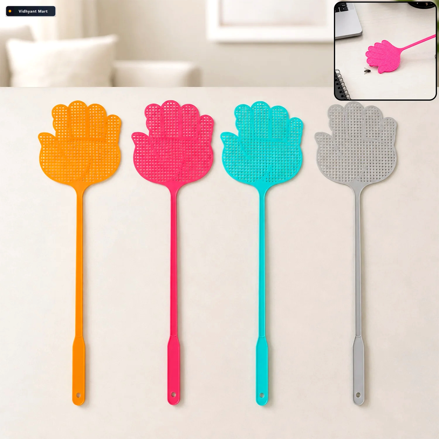 Vidhyant Mart Long Handle Fly Swatter Set 4 Pack For Effective P 1