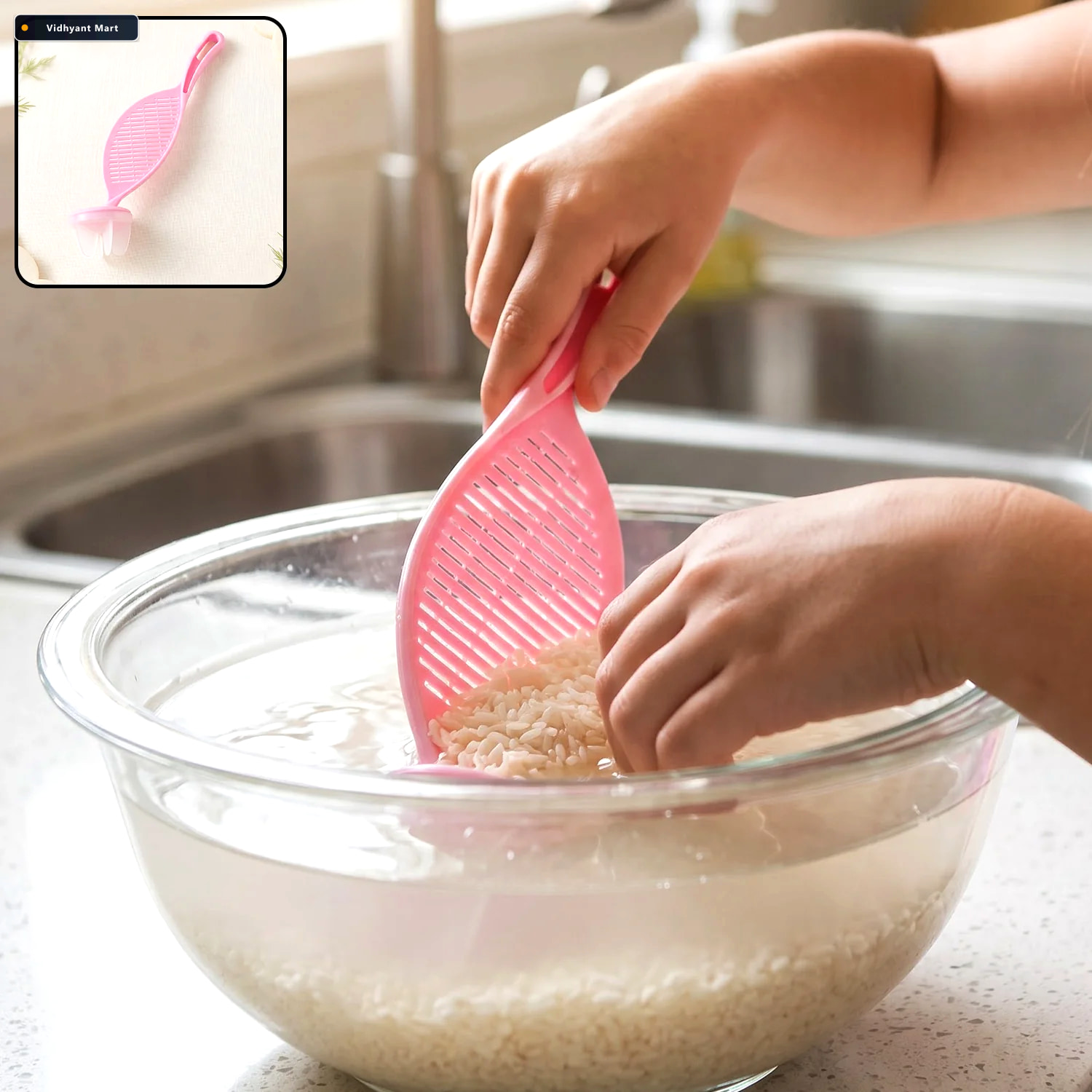 Vidhyant Mart Long Handle Kitchen Strainer Spoon For Rice Vegeta 2