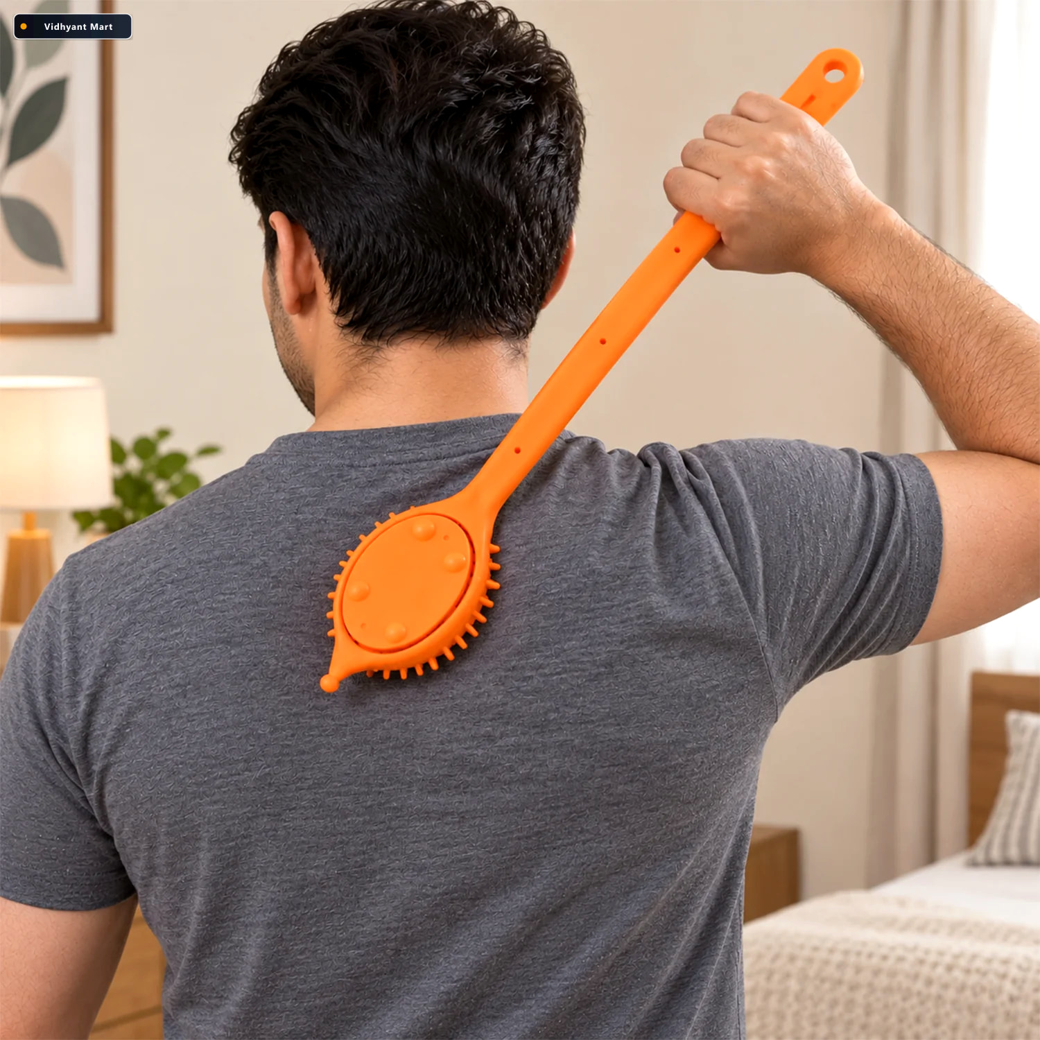 Vidhyant Mart Long Handle Silicone Back Scrubber Massager 1 Pc 1