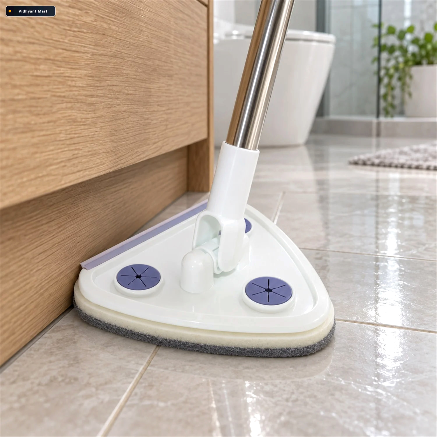 Vidhyant Mart Long Handle Triangular Cleaning Mop For Floors And 3