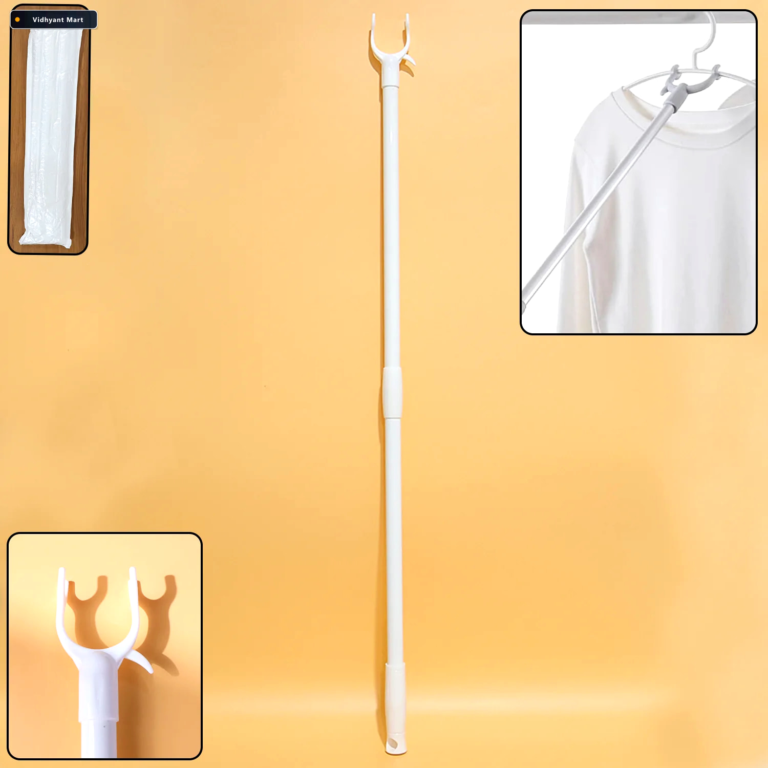 Vidhyant Mart Long Reach Clothes Hook Rod 86 Cm For Easy Access 2
