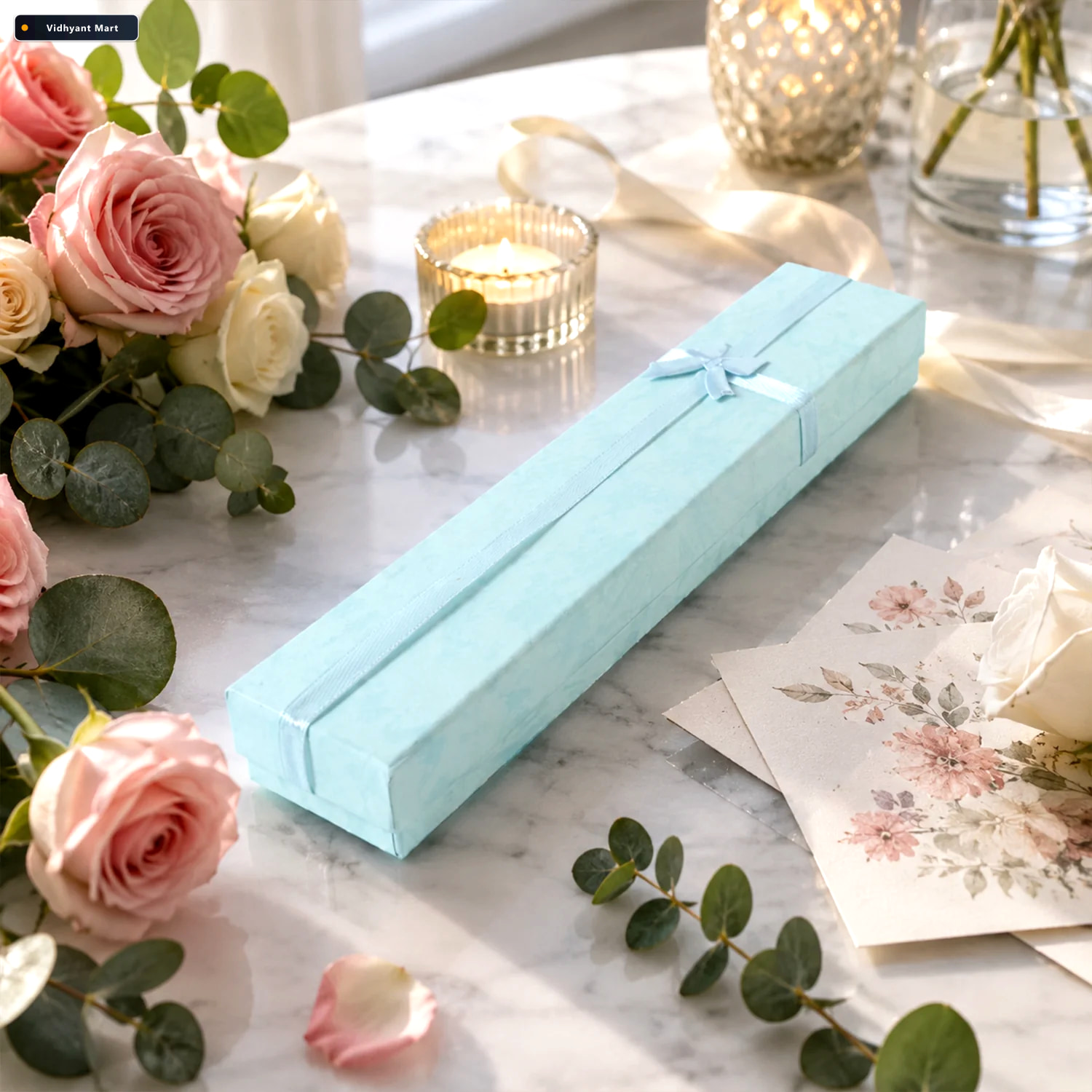 Vidhyant Mart Long Rectangular Paper Empty Gift Box With Bow For 2