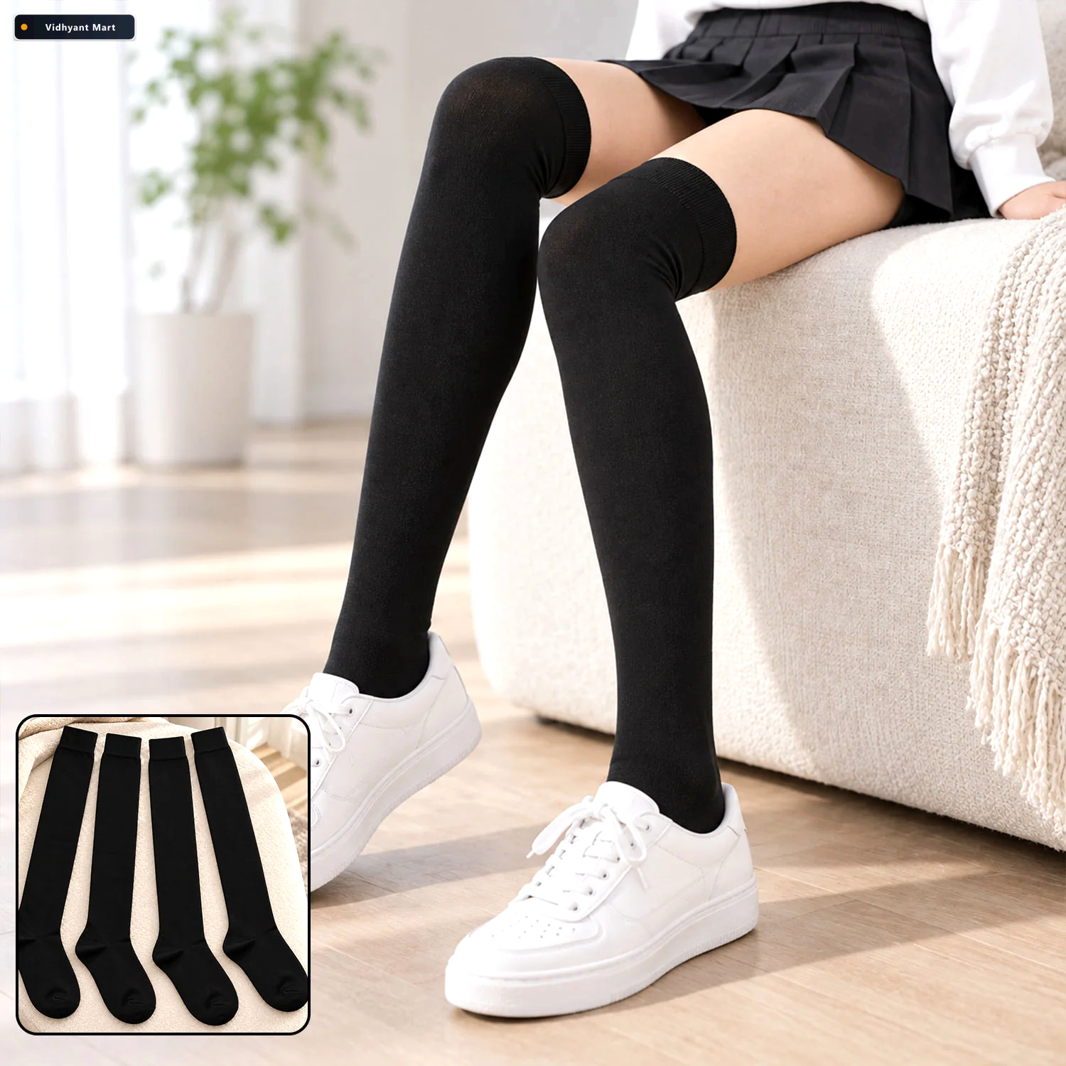 Vidhyant Mart Long Soft Stretchable Over Knee Socks For Everyday 2