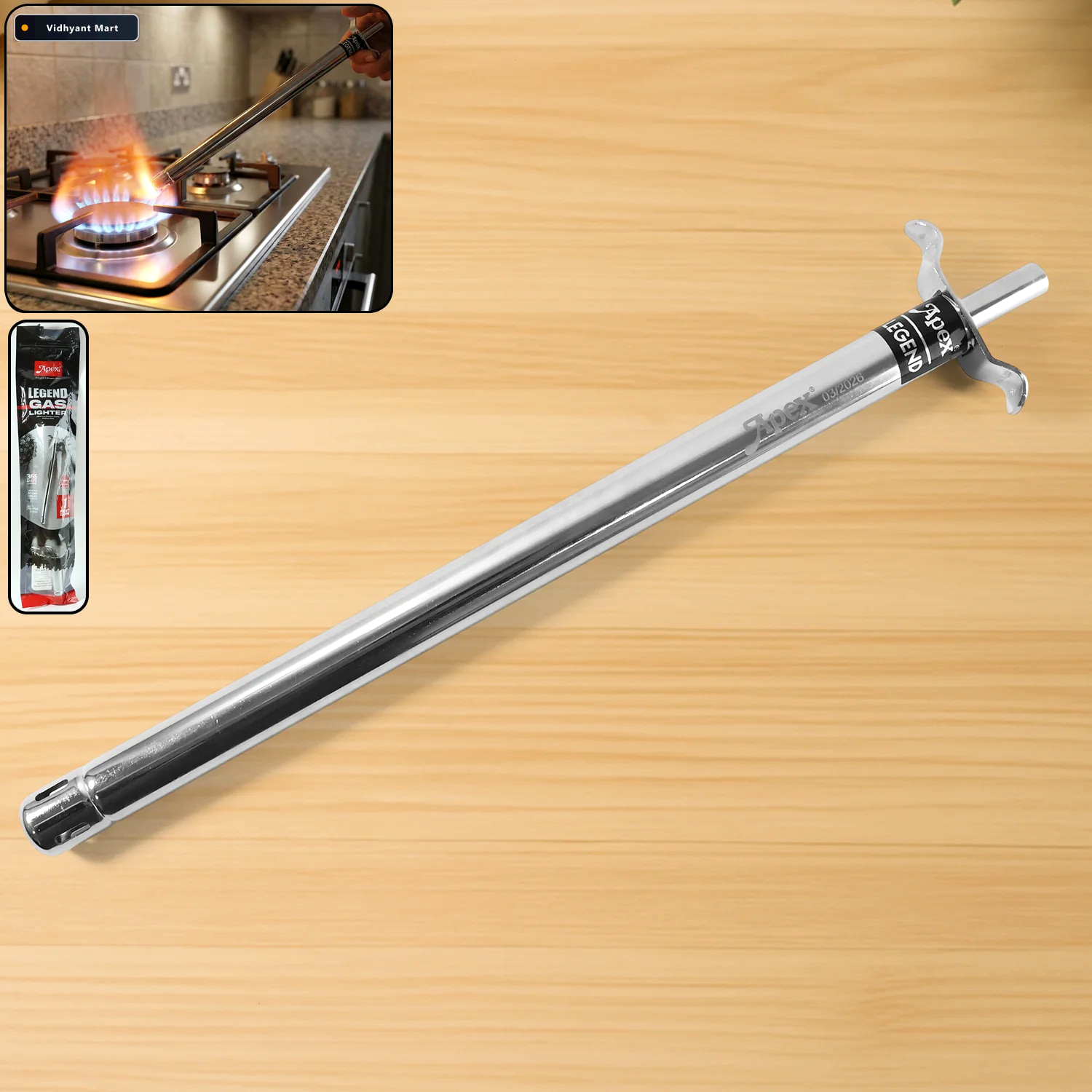 Vidhyant Mart Long Stainless Steel Gas Stove Lighter 1 Foot Exte 1
