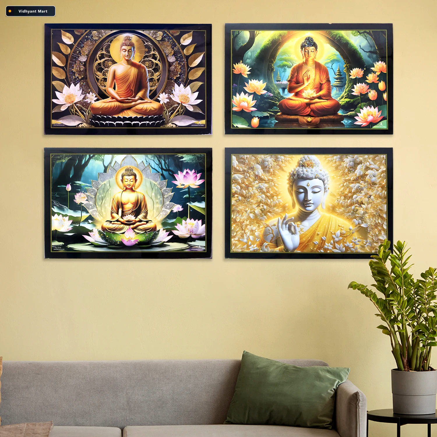 Vidhyant Mart Lord Buddha Wall Painting Spiritual Decor With Woo 2