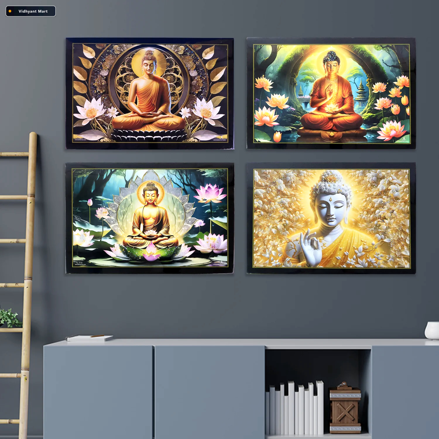Vidhyant Mart Lord Buddha Wall Painting Spiritual Decor With Woo 3