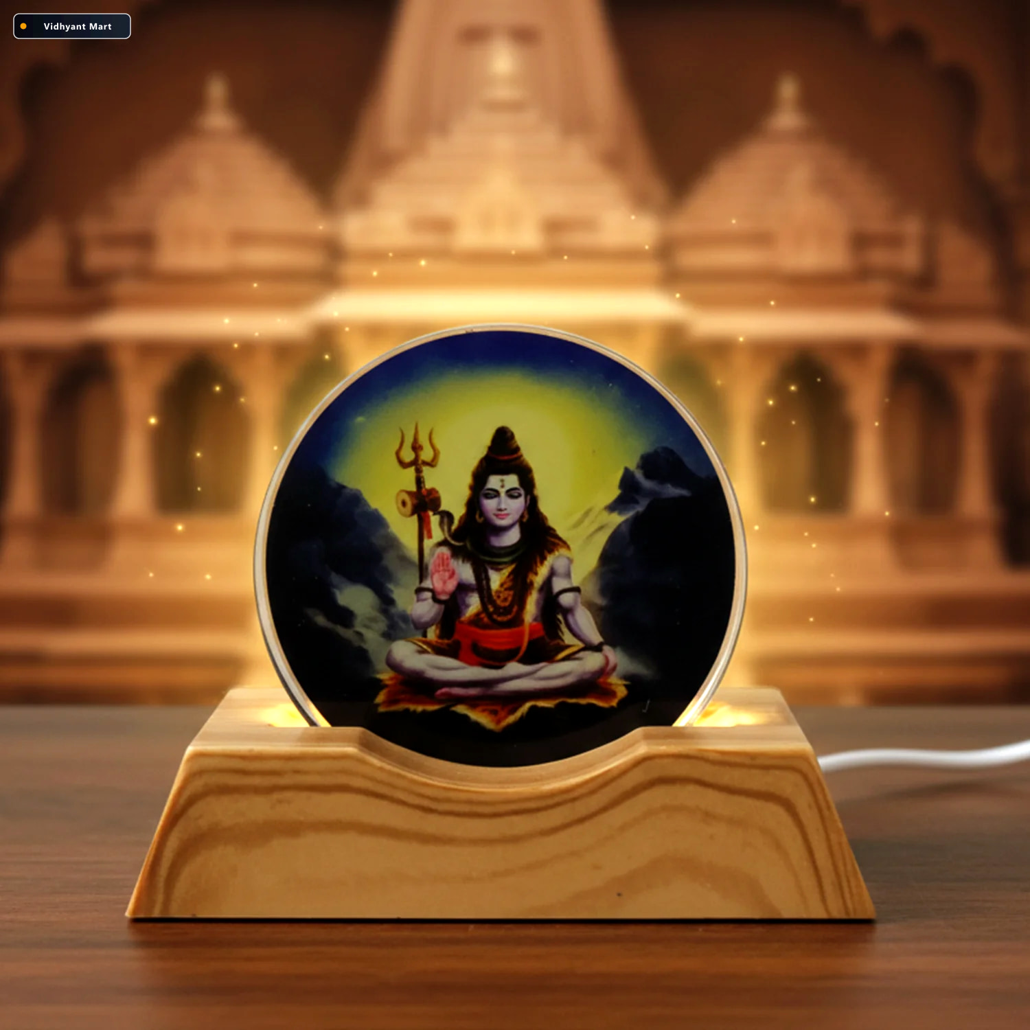 Vidhyant Mart Lord Shiva Led Night Lamp 3d Creative Wooden Base 3