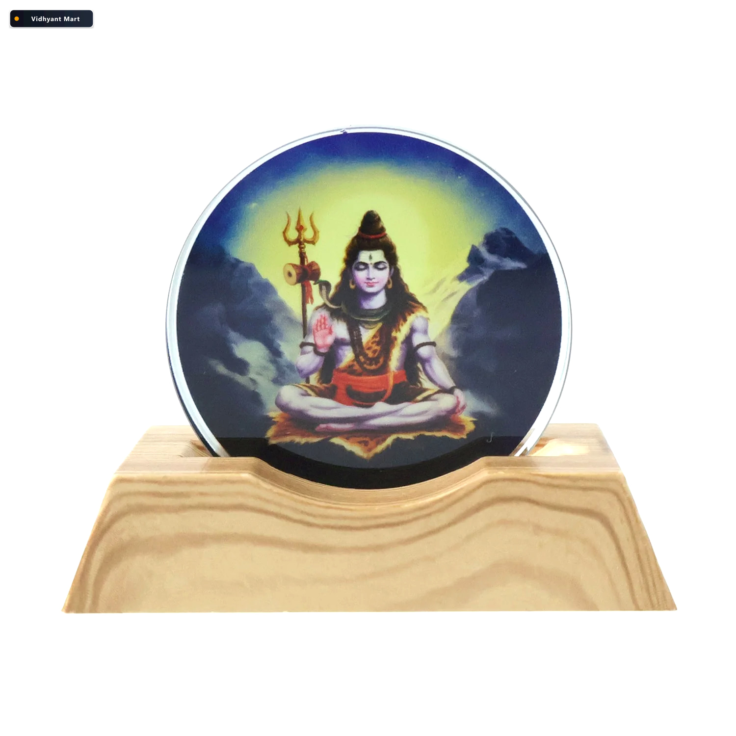 Vidhyant Mart Lord Shiva Led Night Lamp 3d Creative Wooden Base 4