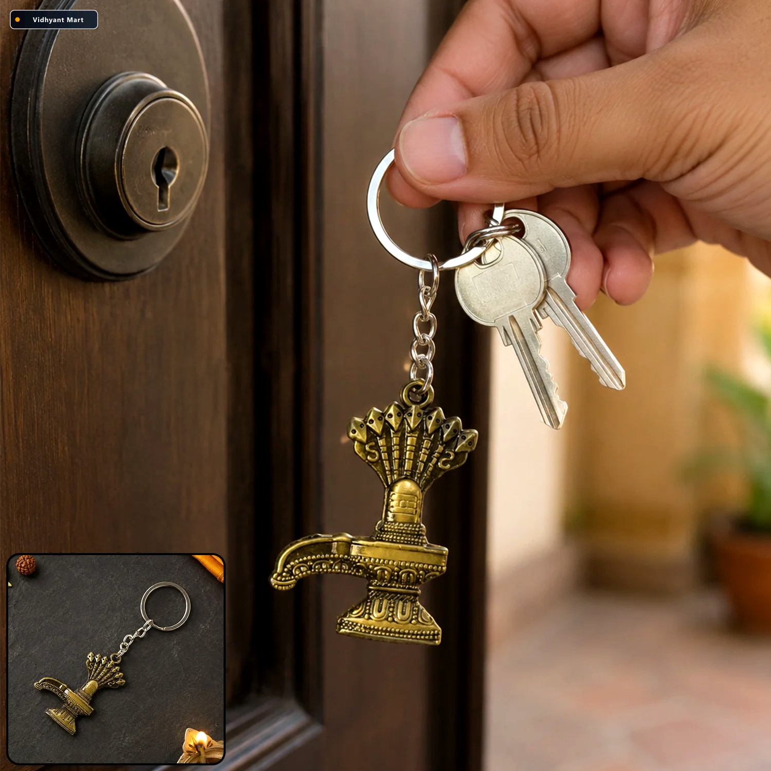 Vidhyant Mart Lord Shiva Shivaling Metal Keychain Durable Spirit 1