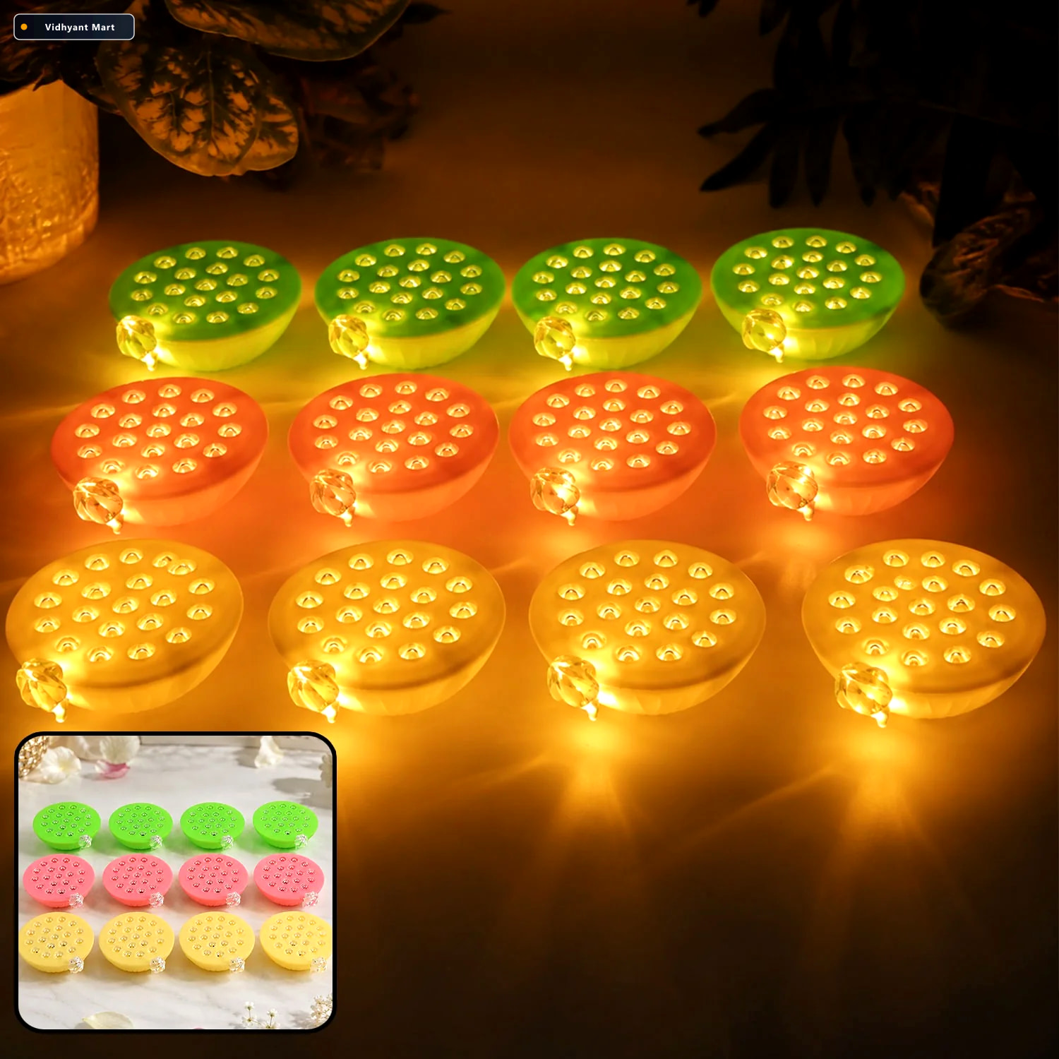 Vidhyant Mart Lotus Canopy Led Decorative Lamps Set Of 12 Multic 1