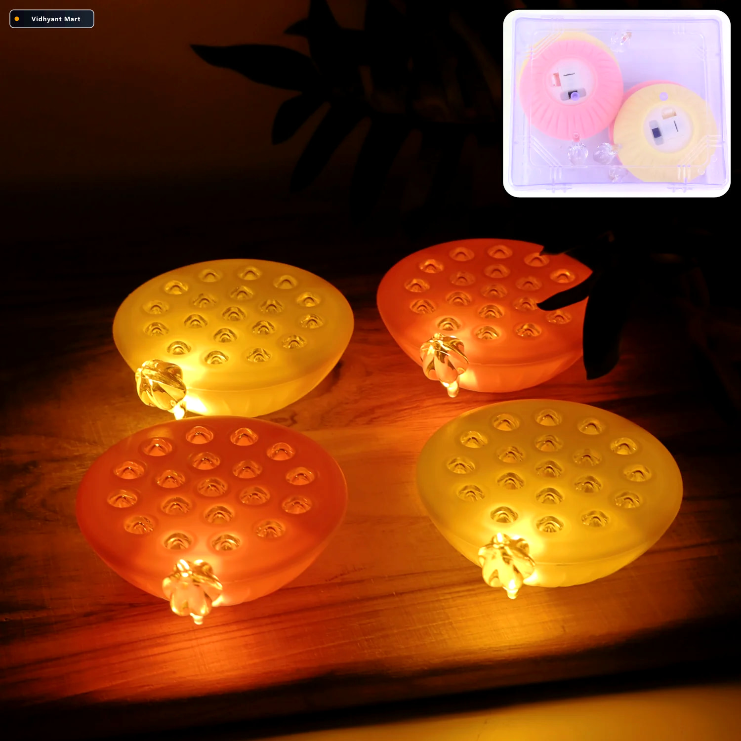 Vidhyant Mart Lotus Canopy Led Decorative Lamps Set Of 4 Multico 1