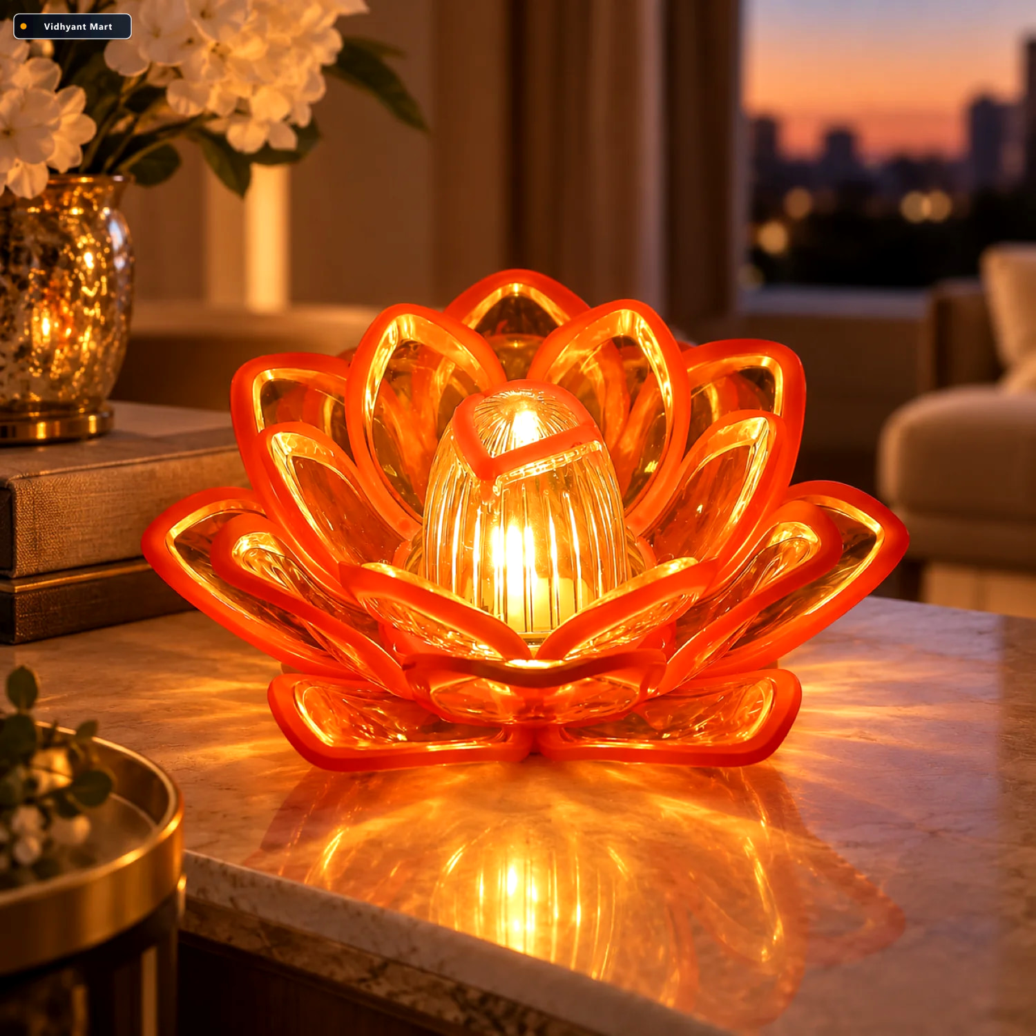 Vidhyant Mart Lotus Led Candle Light Safe Flameless Decorative G 1