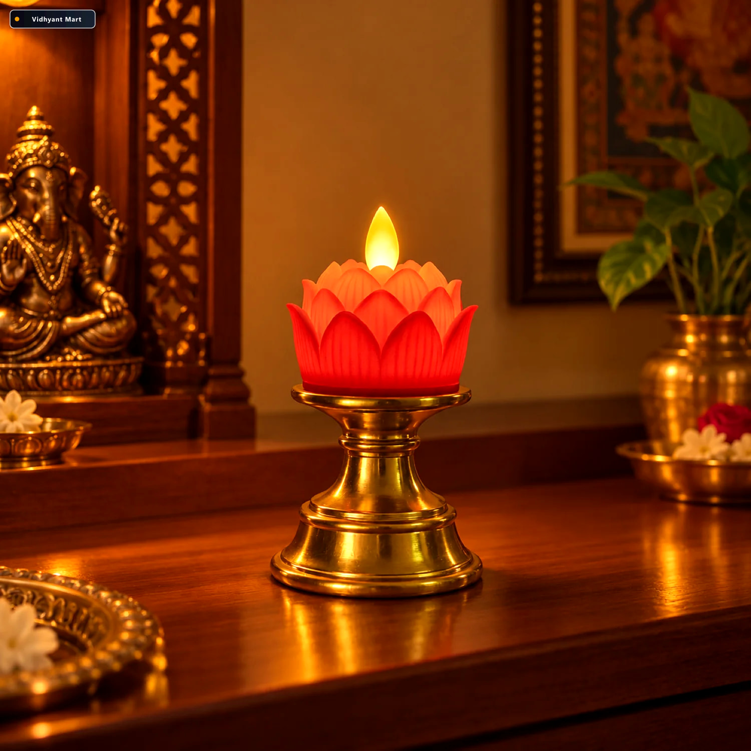 Vidhyant Mart Lotus Led Flameless Candle Elegant Decorative Flam 1