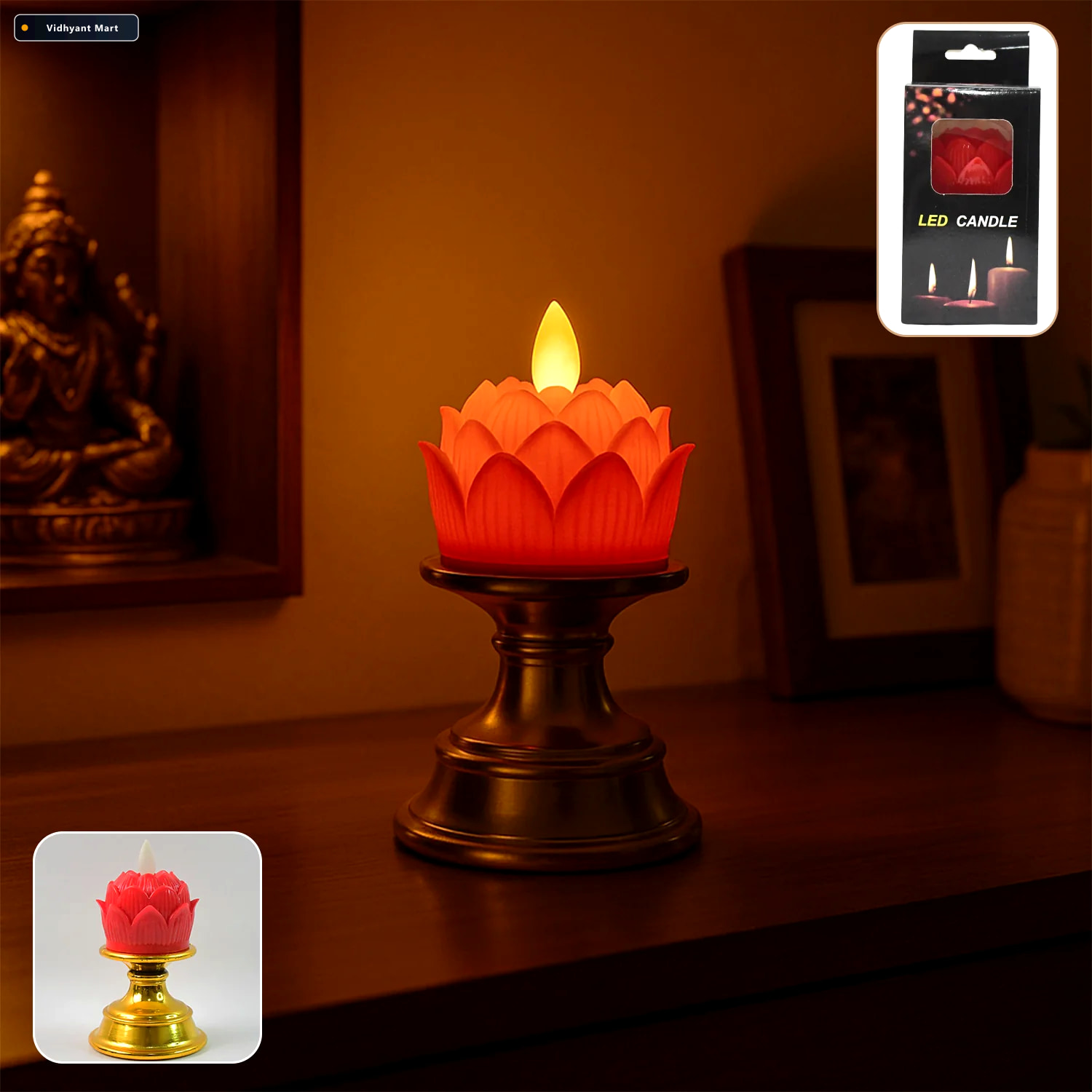 Vidhyant Mart Lotus Led Flameless Candle Elegant Decorative Flam 2