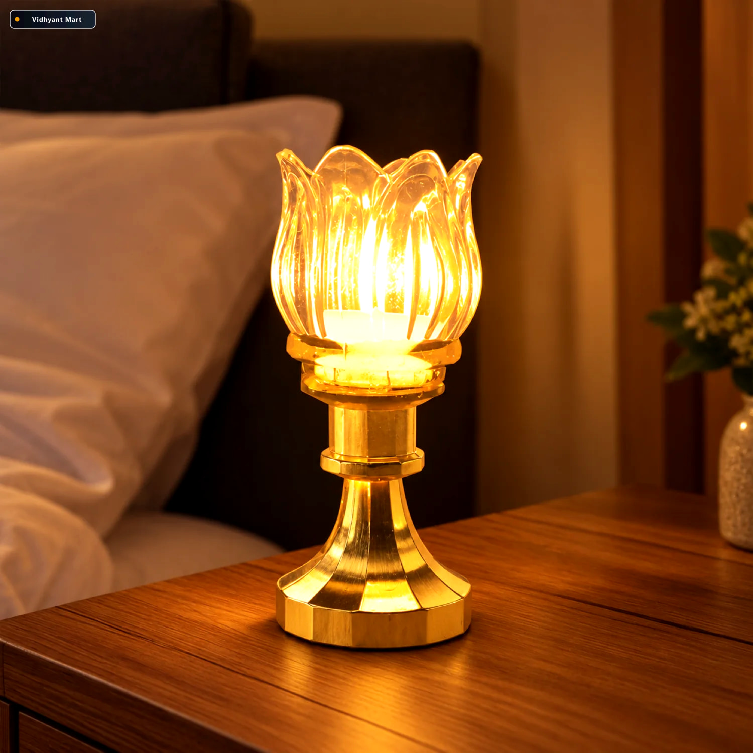 Vidhyant Mart Lotus Shaped Led Decorative Lamp Elegant Flameless 1
