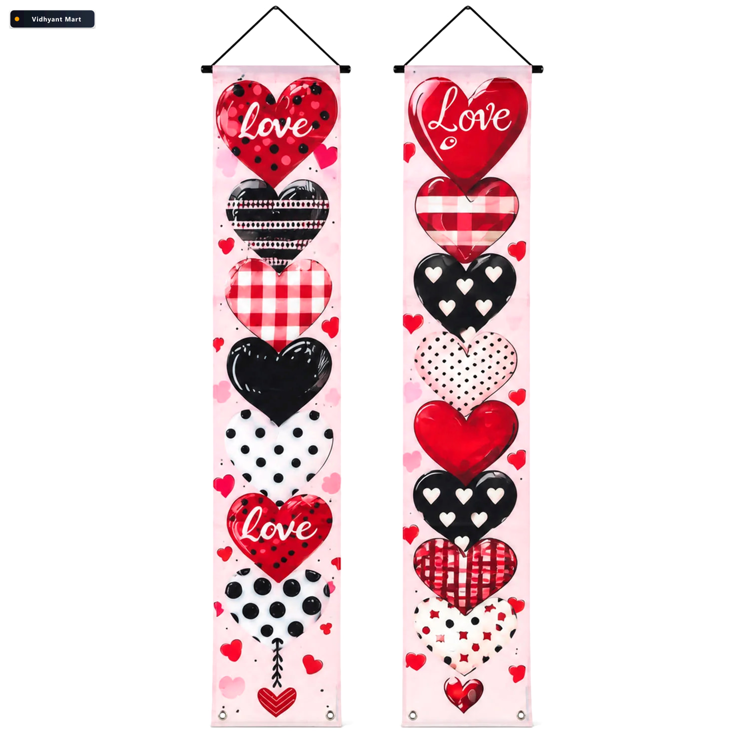Vidhyant Mart Love Heart Printed Door Hanging Backdrop Curtains 5