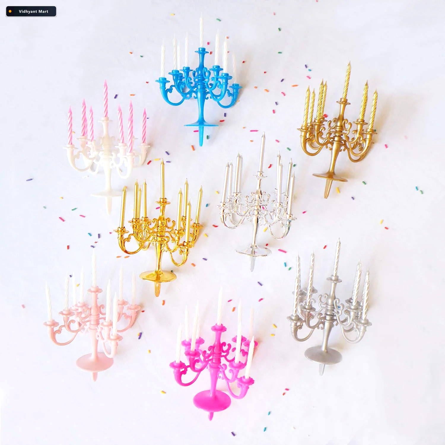 Vidhyant Mart Luxury Birthday Candles Elegant Cake Topper Set St 4