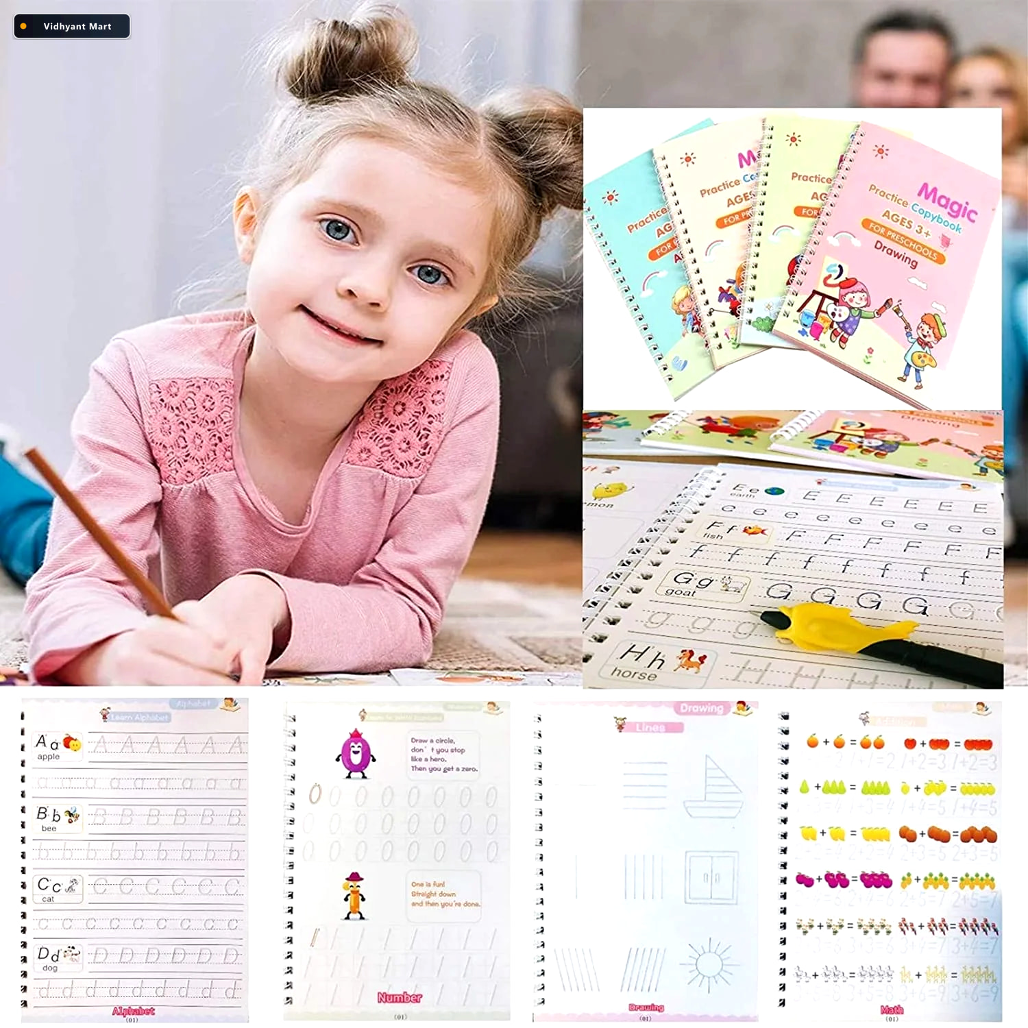Vidhyant Mart Magic Copybook For Kids Reusable Handwriting Pract 2