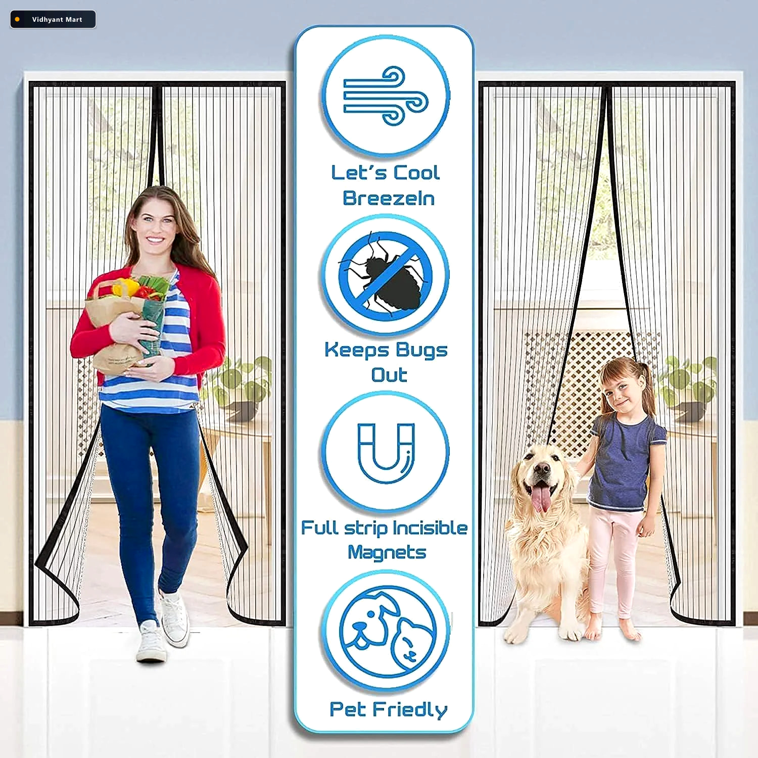 Vidhyant Mart Magic Mesh Screen Door Hands Free Bug Insect Prote 2