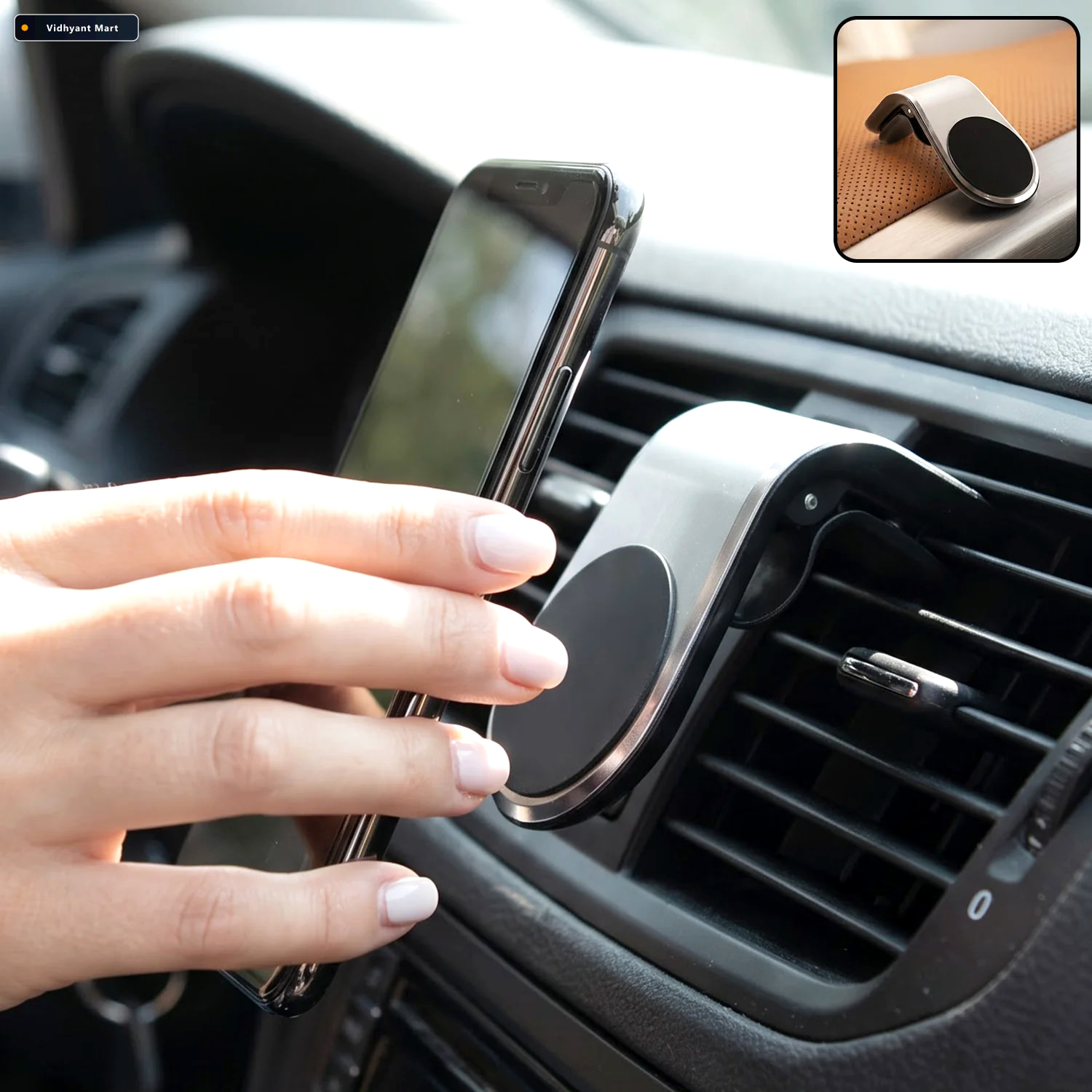 Vidhyant Mart Magnetic Car Air Vent Phone Holder With Strong Gri 1