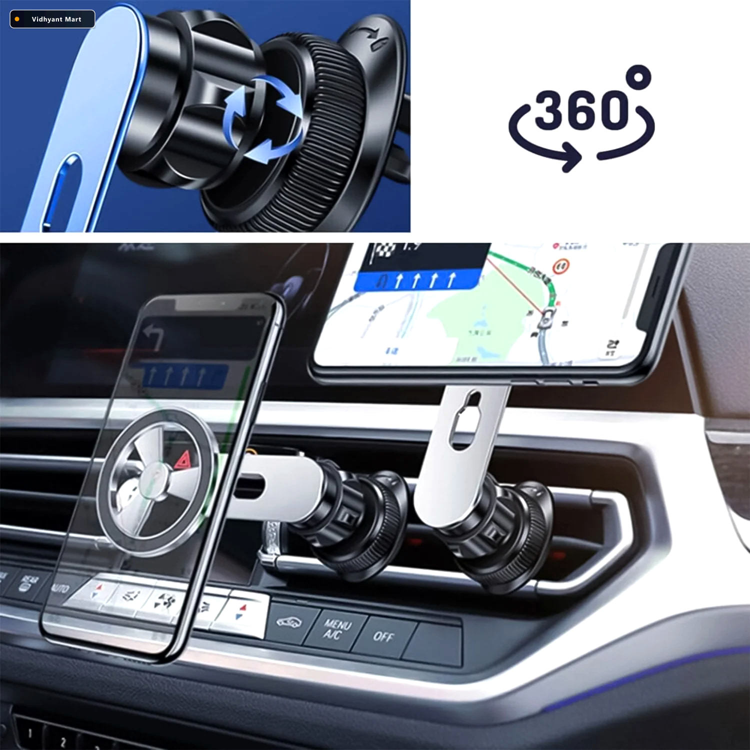 Vidhyant Mart Magnetic Car Phone Holder 360 Rotatable Air Vent M 3